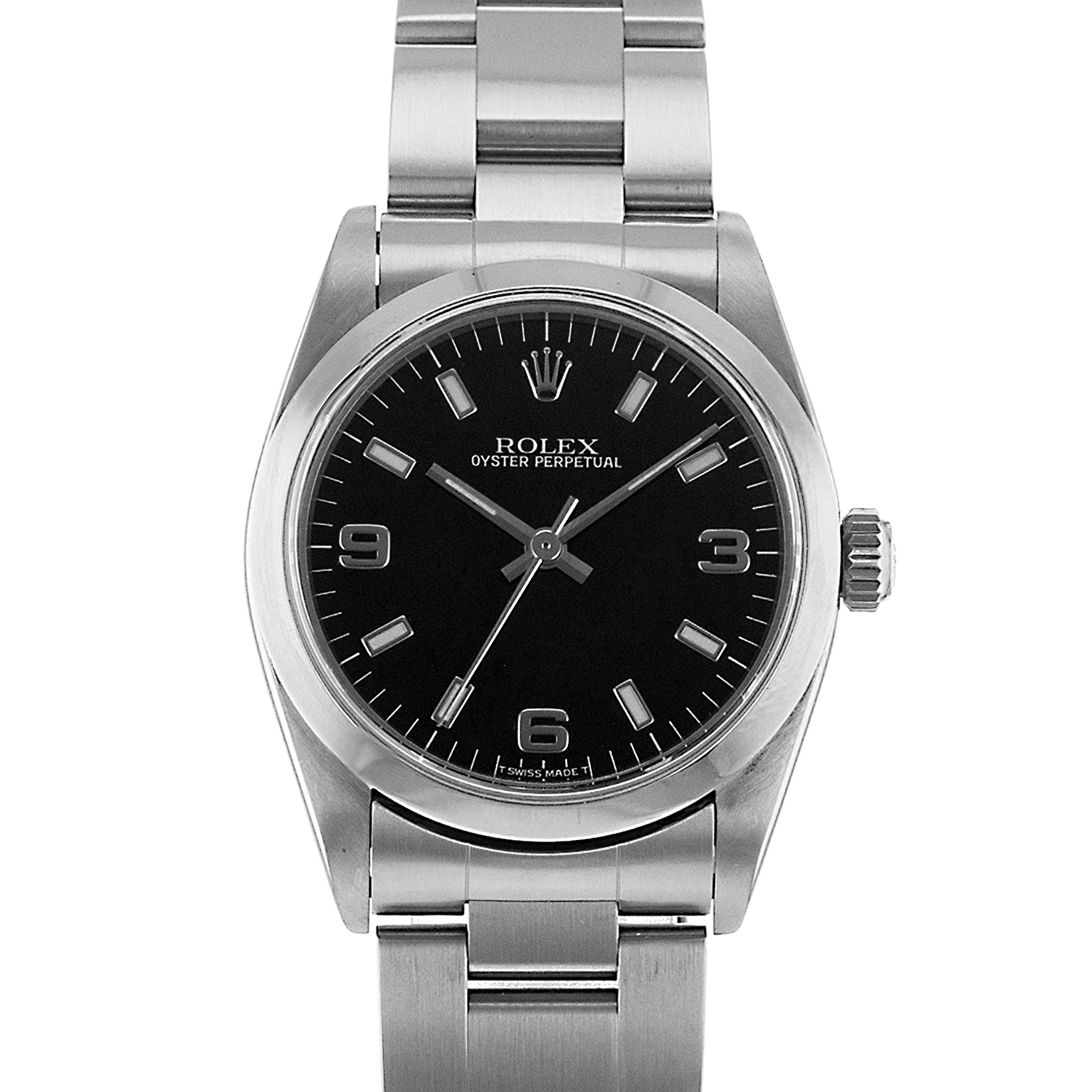 Rolex Oyster Perpetual 67480 Black Arabic Steel Oyster Automatic Mens Watch thumbnail 1