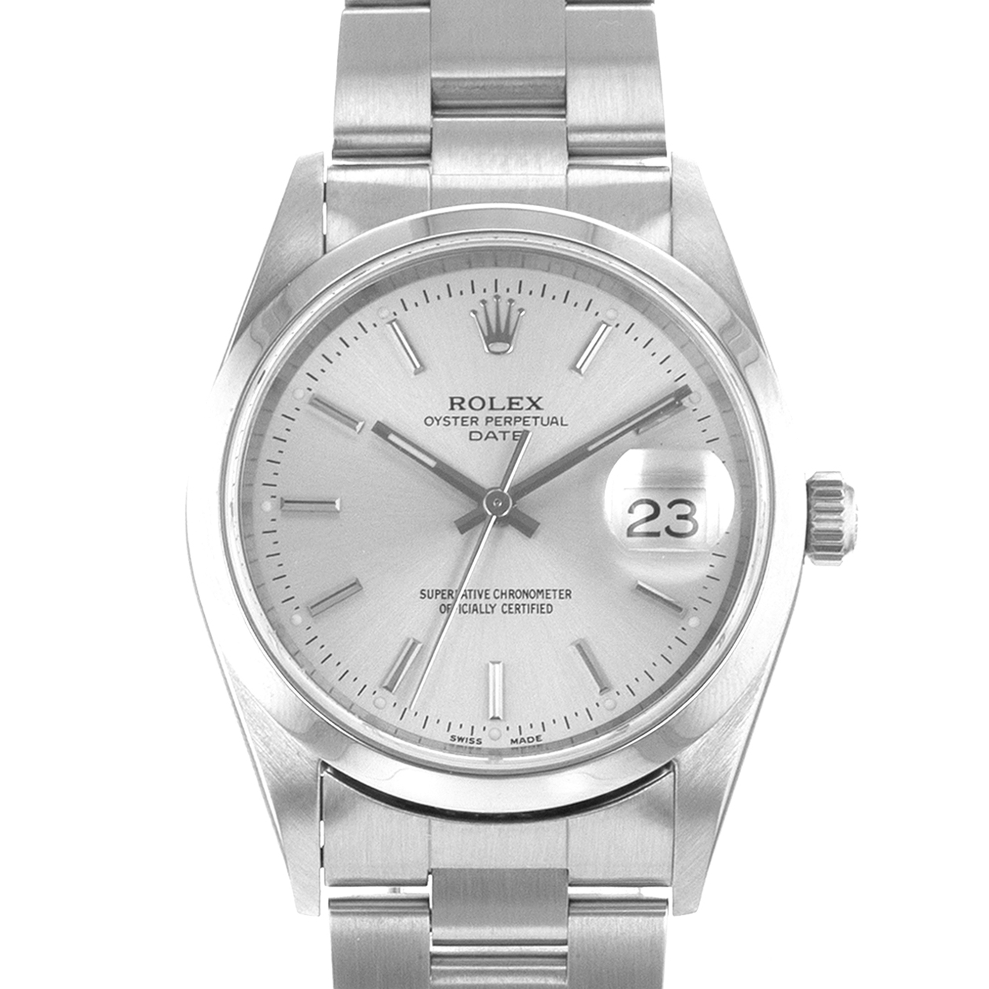 Rolex Oyster Perpetual Date 15200 34mm Silver Index Steel Oyster Mens Watch thumbnail 1