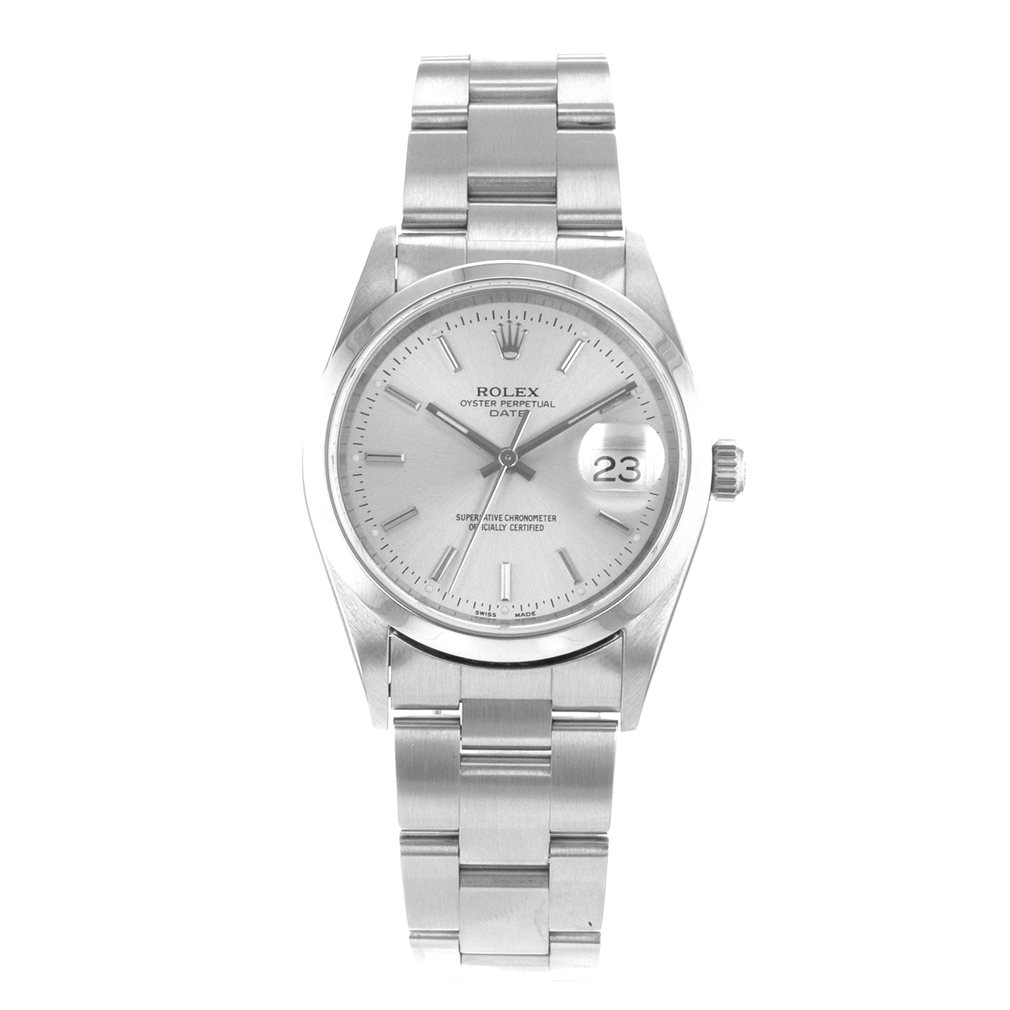 Rolex Oyster Perpetual Date 15200 34mm Silver Index Steel Oyster Mens Watch thumbnail 2