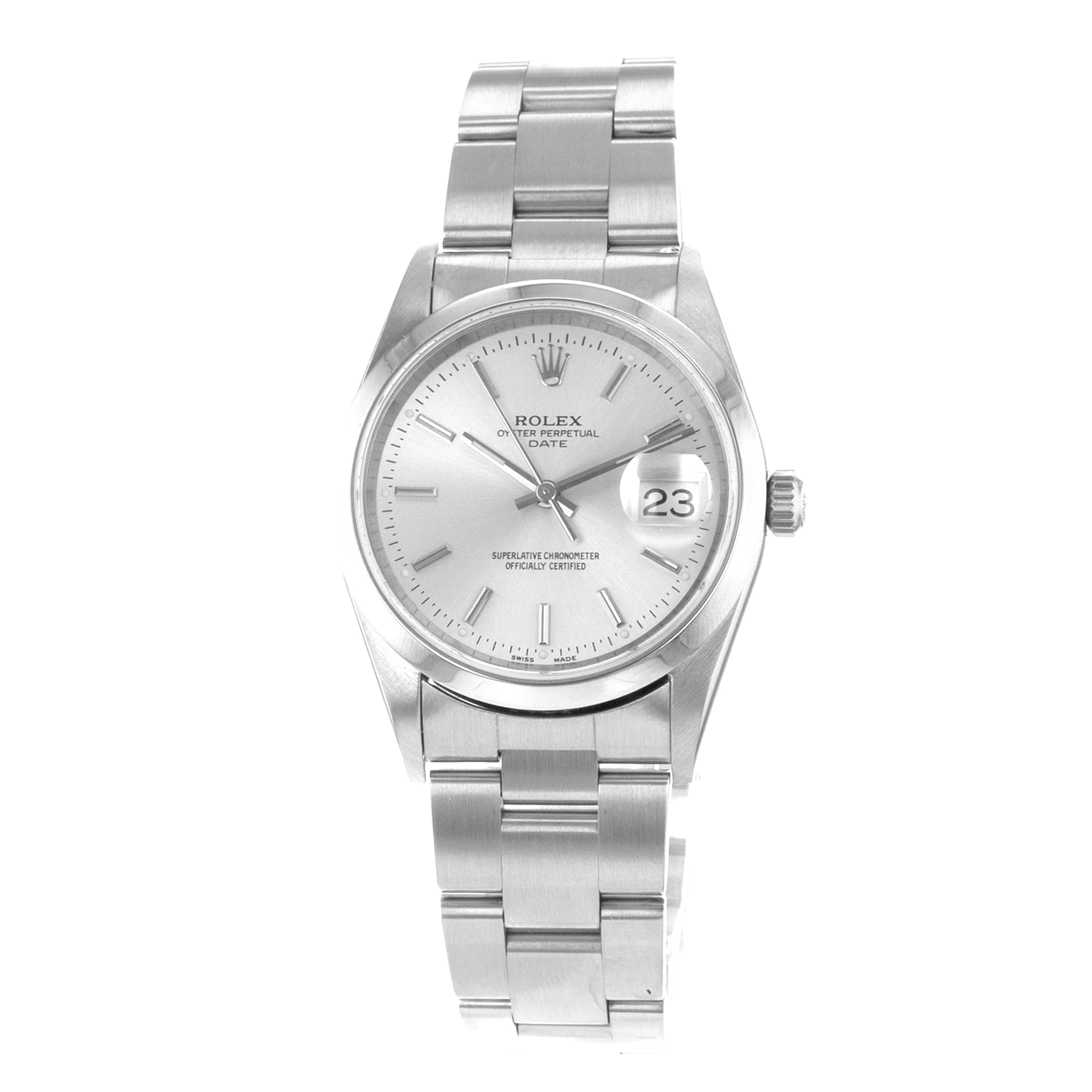 Rolex Oyster Perpetual Date 15200 34mm Silver Index Steel Oyster Mens Watch thumbnail 4