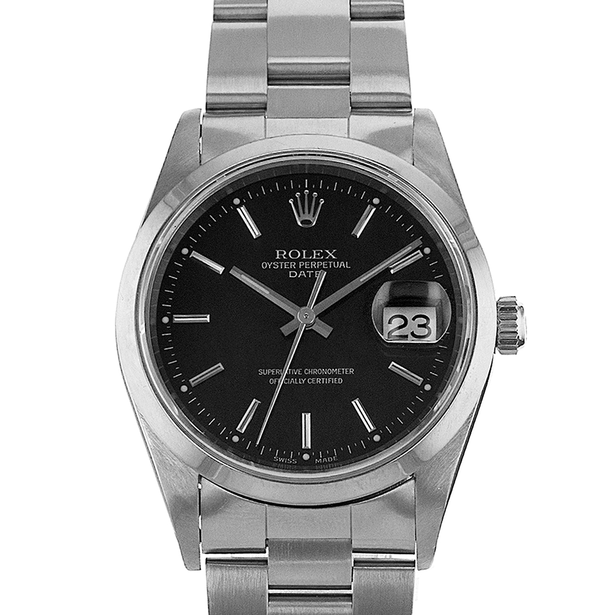 Rolex Date 15200 34mm Black Index Steel Oyster Automatic Mens Watch thumbnail 1