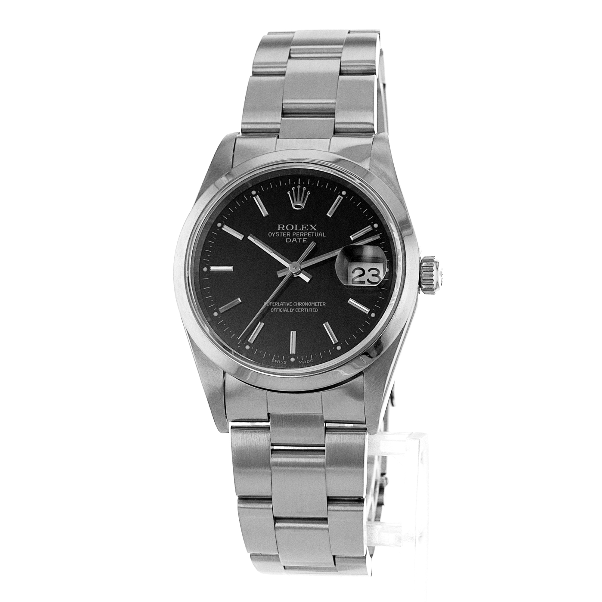 Rolex Date 15200 34mm Black Index Steel Oyster Automatic Mens Watch thumbnail 3