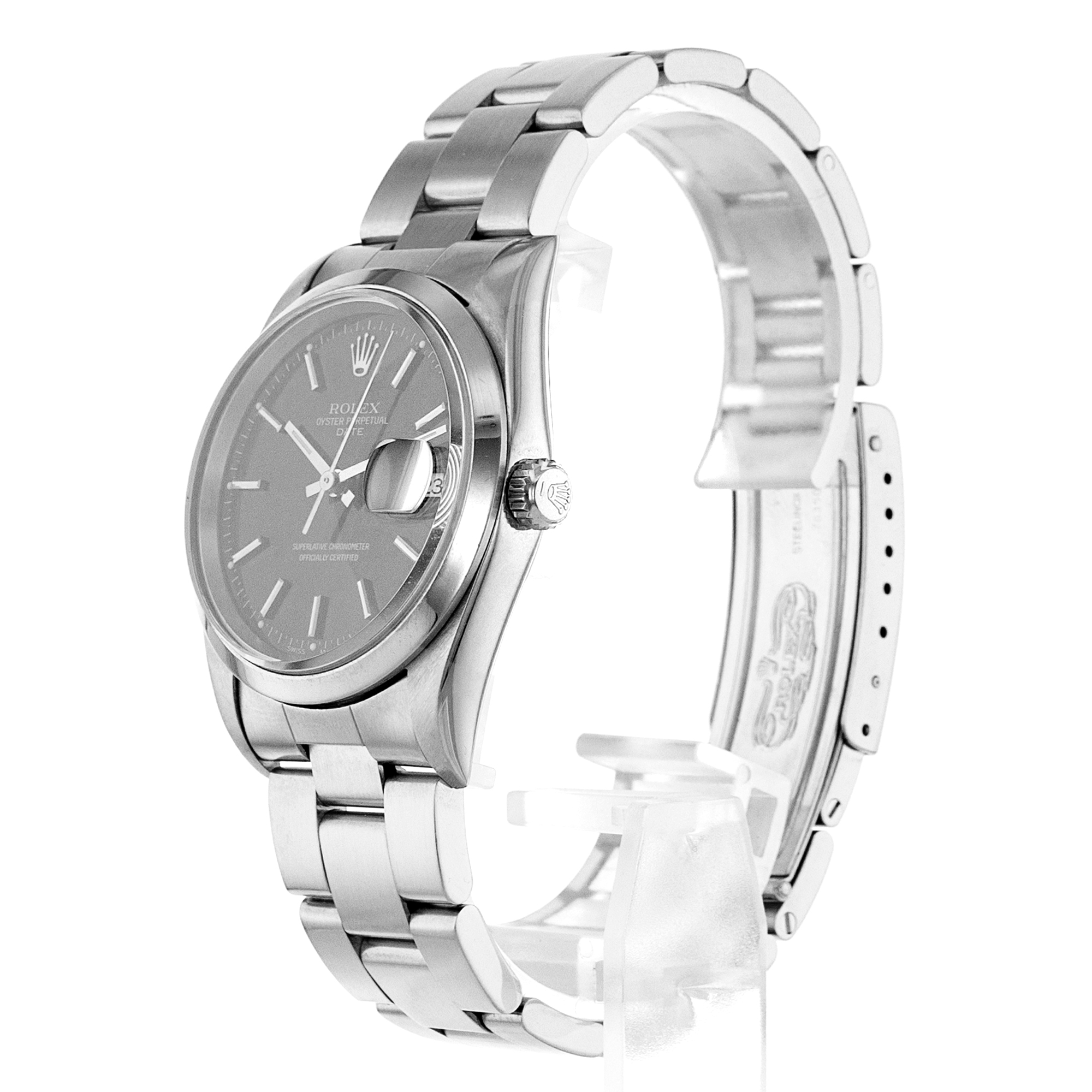 Rolex Date 15200 34mm Black Index Steel Oyster Automatic Mens Watch thumbnail 4