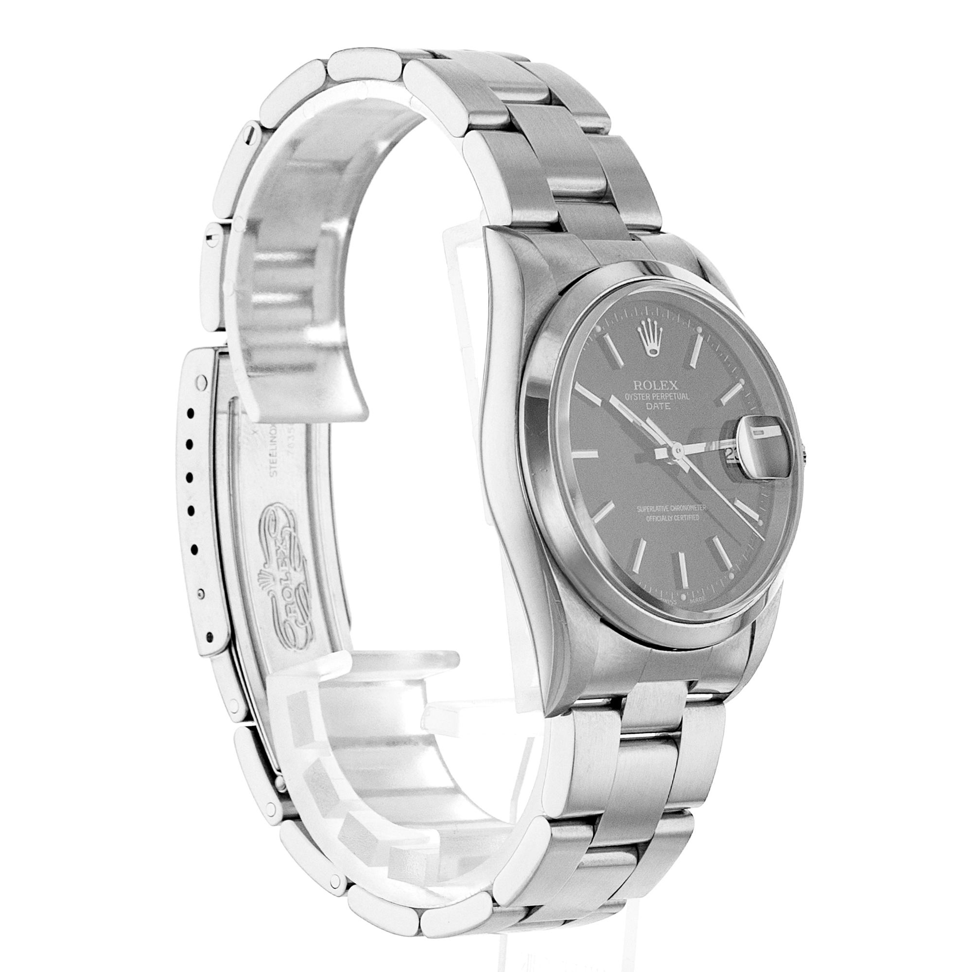 Rolex Date 15200 34mm Black Index Steel Oyster Automatic Mens Watch thumbnail 7