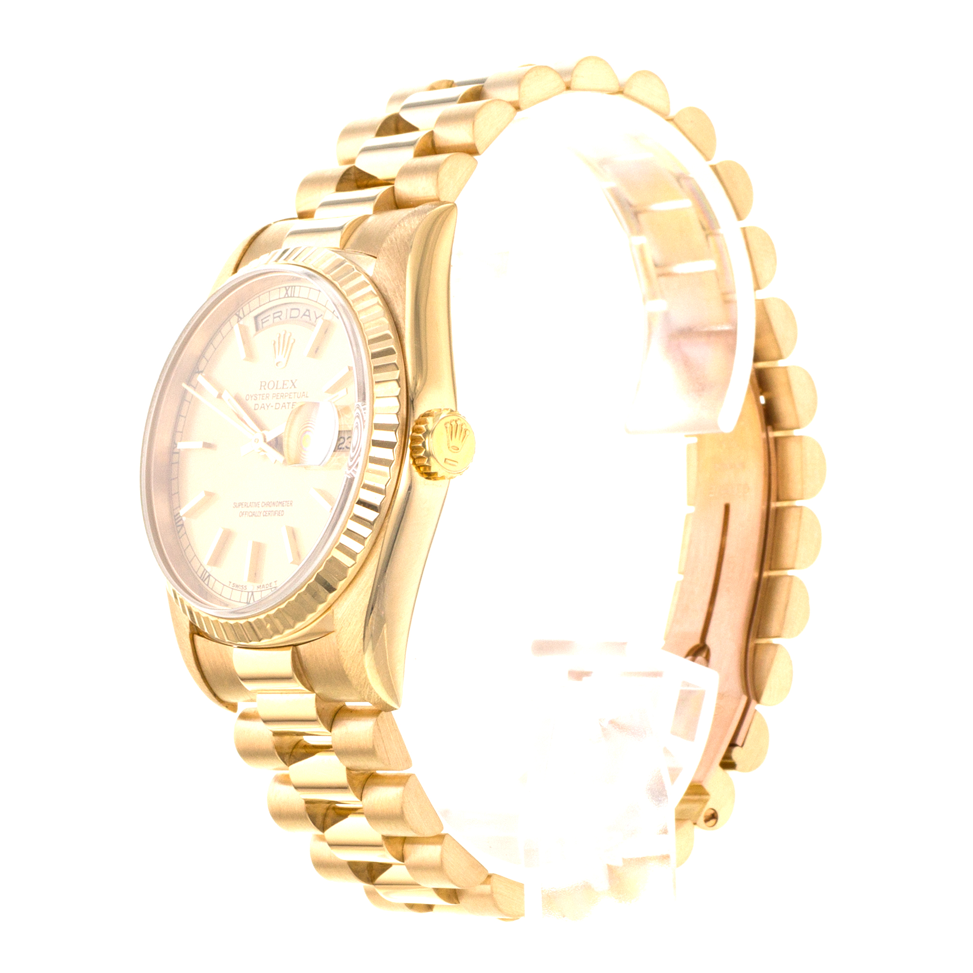 Rolex Day-Date 36 18238 18k Yellow Gold Fluted President Solid Mens Watch 1991 thumbnail 4