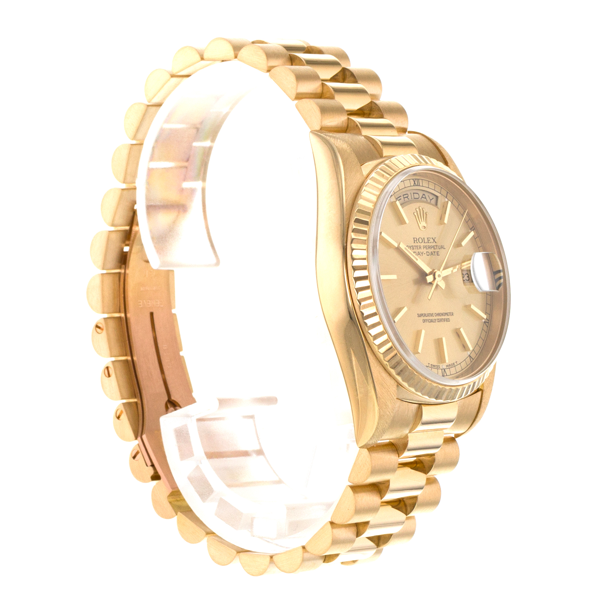 Rolex Day-Date 36 18238 18k Yellow Gold Fluted President Solid Mens Watch 1991 thumbnail 7
