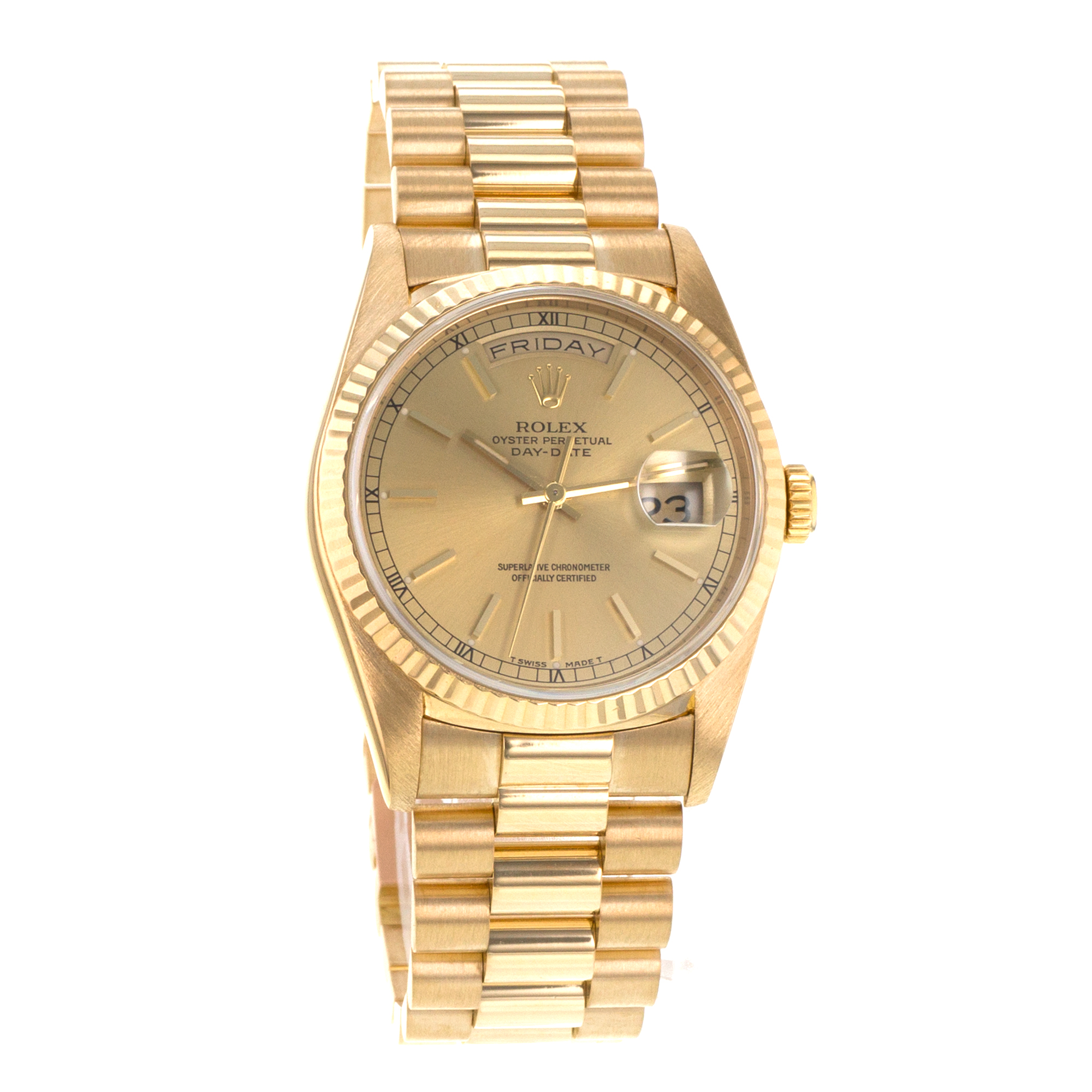 Rolex Day-Date 36 18238 18k Yellow Gold Fluted President Solid Mens Watch 1991 thumbnail 8