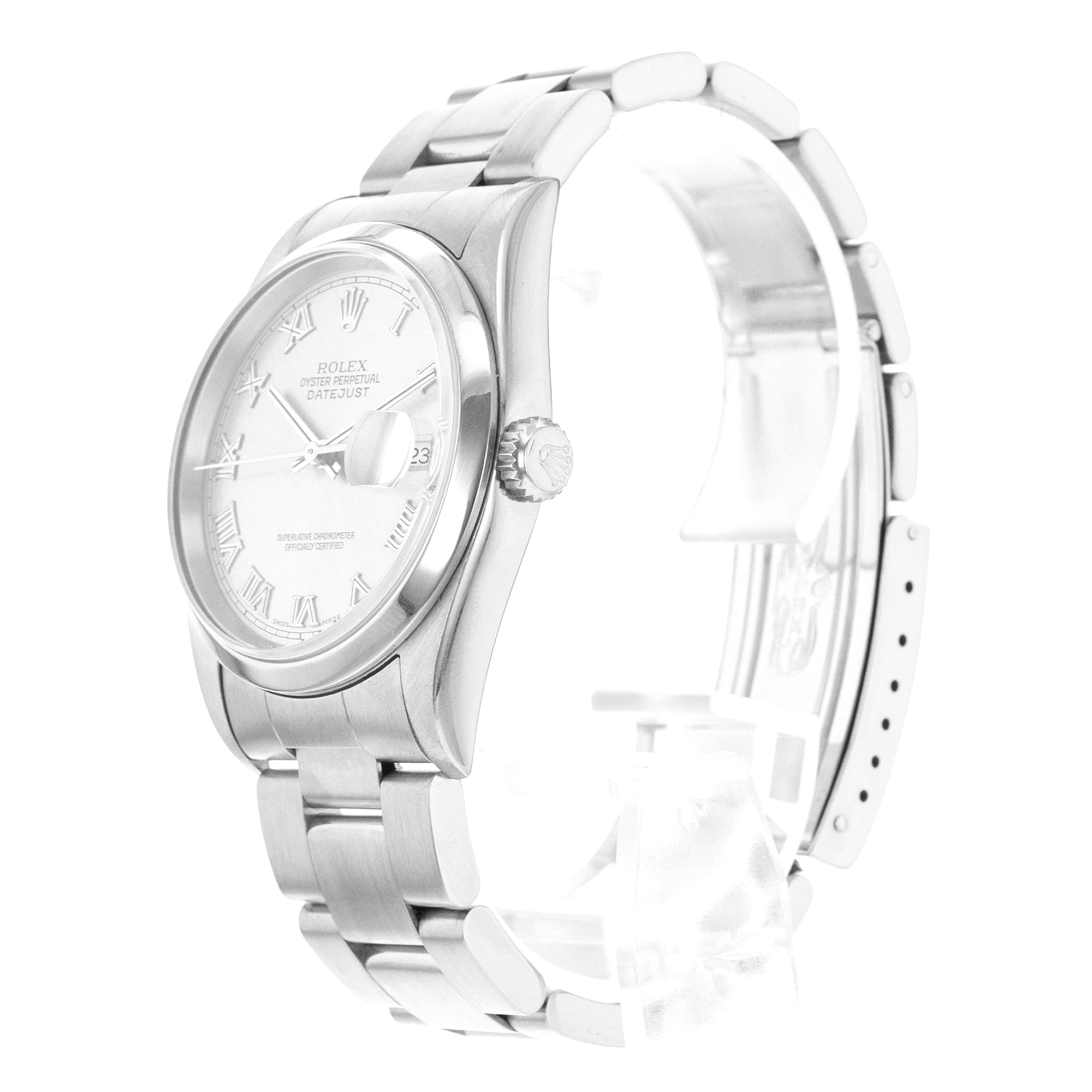 Rolex Datejust 36 16200 Vintage Grey Roman Smooth Oyster Steel Mens Watch 2003 thumbnail 4