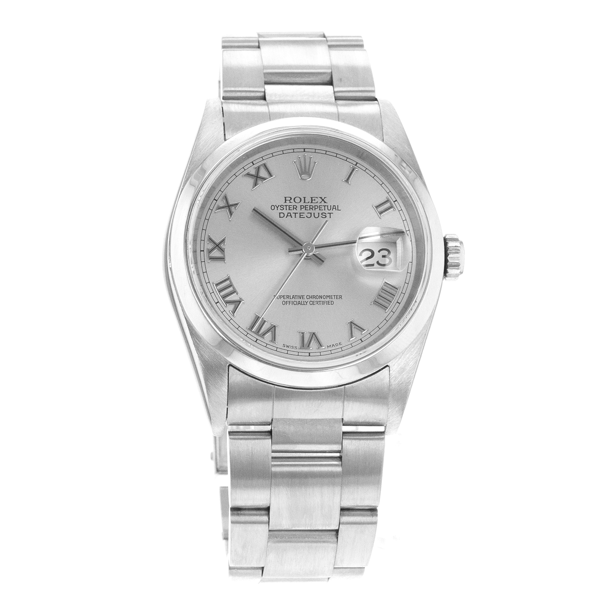 Rolex Datejust 36 16200 Vintage Grey Roman Smooth Oyster Steel Mens Watch 2003 thumbnail 8