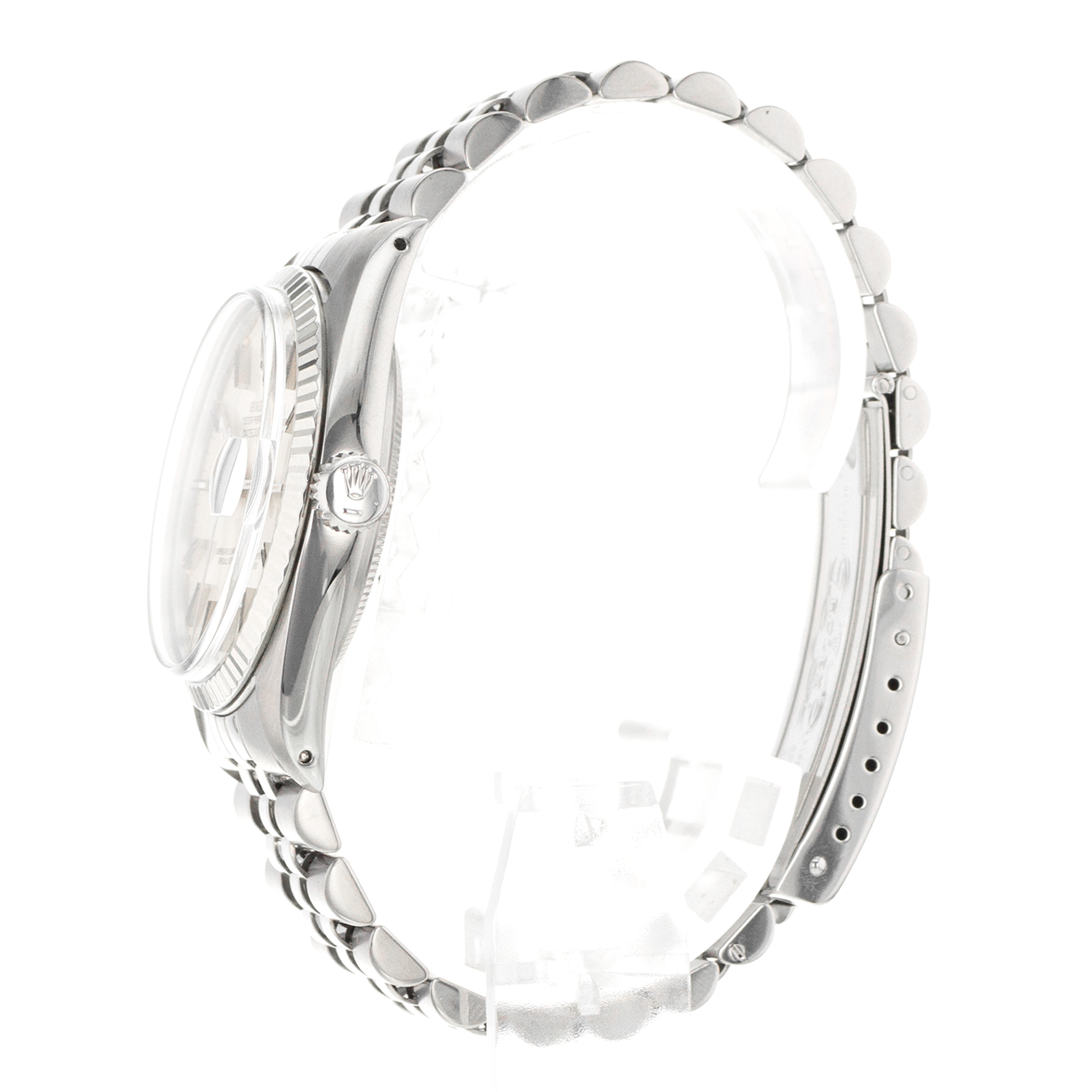 Rolex Datejust 36 16014 Vintage Silver Stick Steel White Gold Mens Watch 1979 thumbnail 5