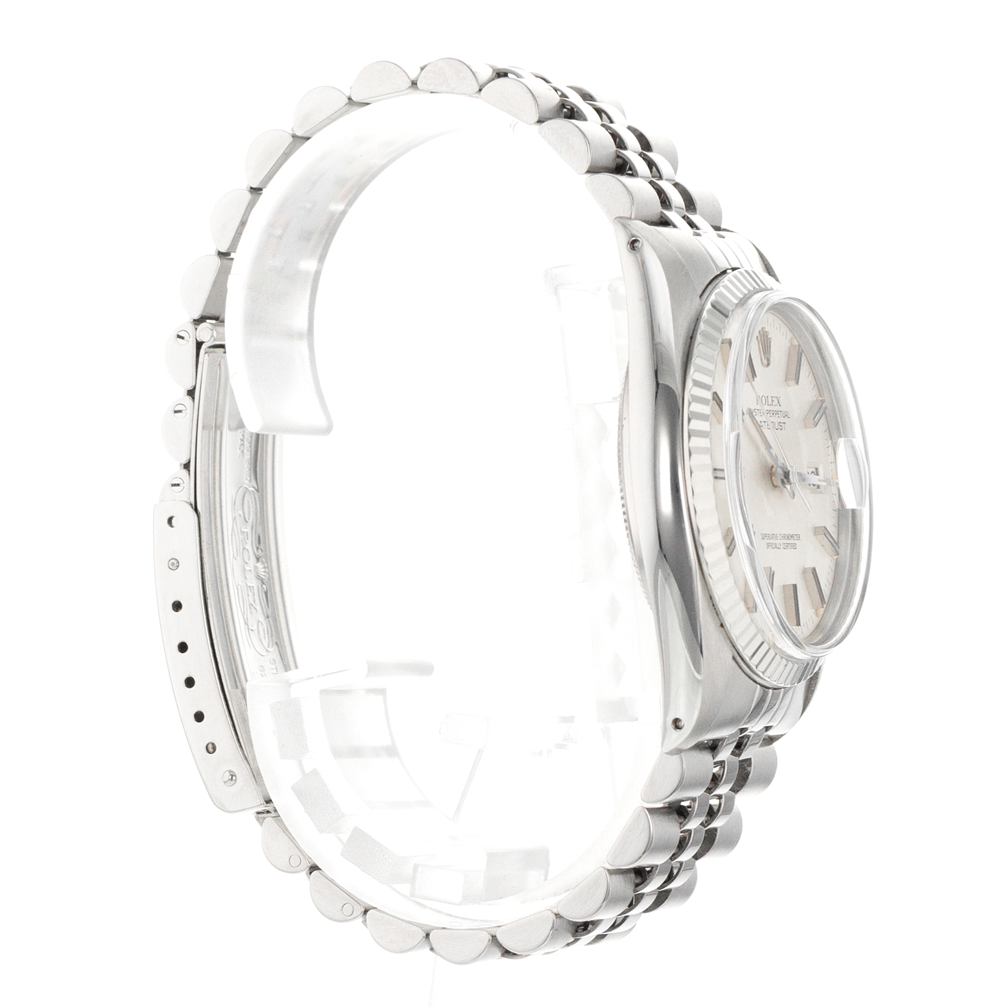 Rolex Datejust 36 16014 Vintage Silver Stick Steel White Gold Mens Watch 1979 thumbnail 6