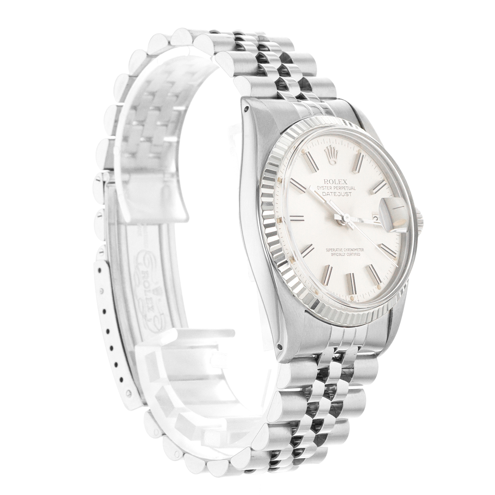 Rolex Datejust 36 16014 Vintage Silver Stick Steel White Gold Mens Watch 1979 thumbnail 7