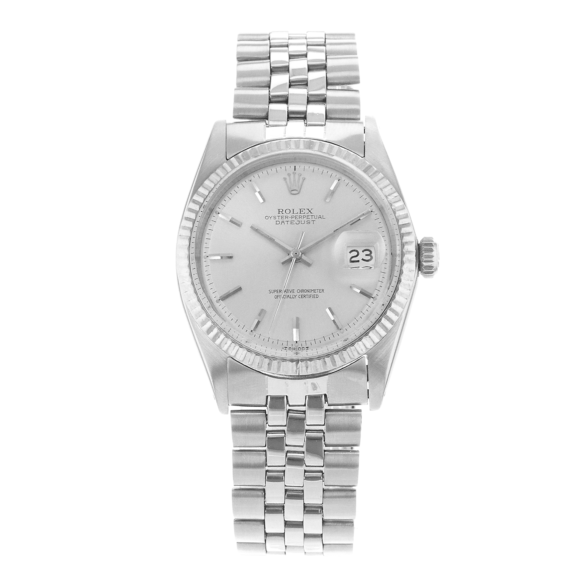 Rolex Datejust 36 1601 Silver Index Vintage Steel White Gold Mens Watch 1967 thumbnail 2