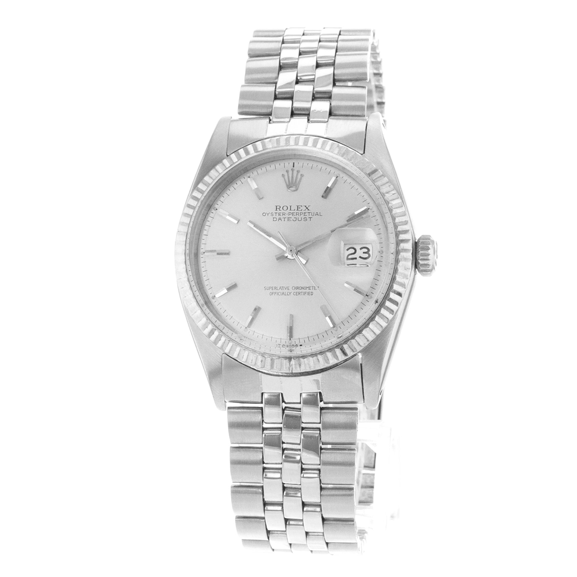 Rolex Datejust 36 1601 Silver Index Vintage Steel White Gold Mens Watch 1967 thumbnail 3