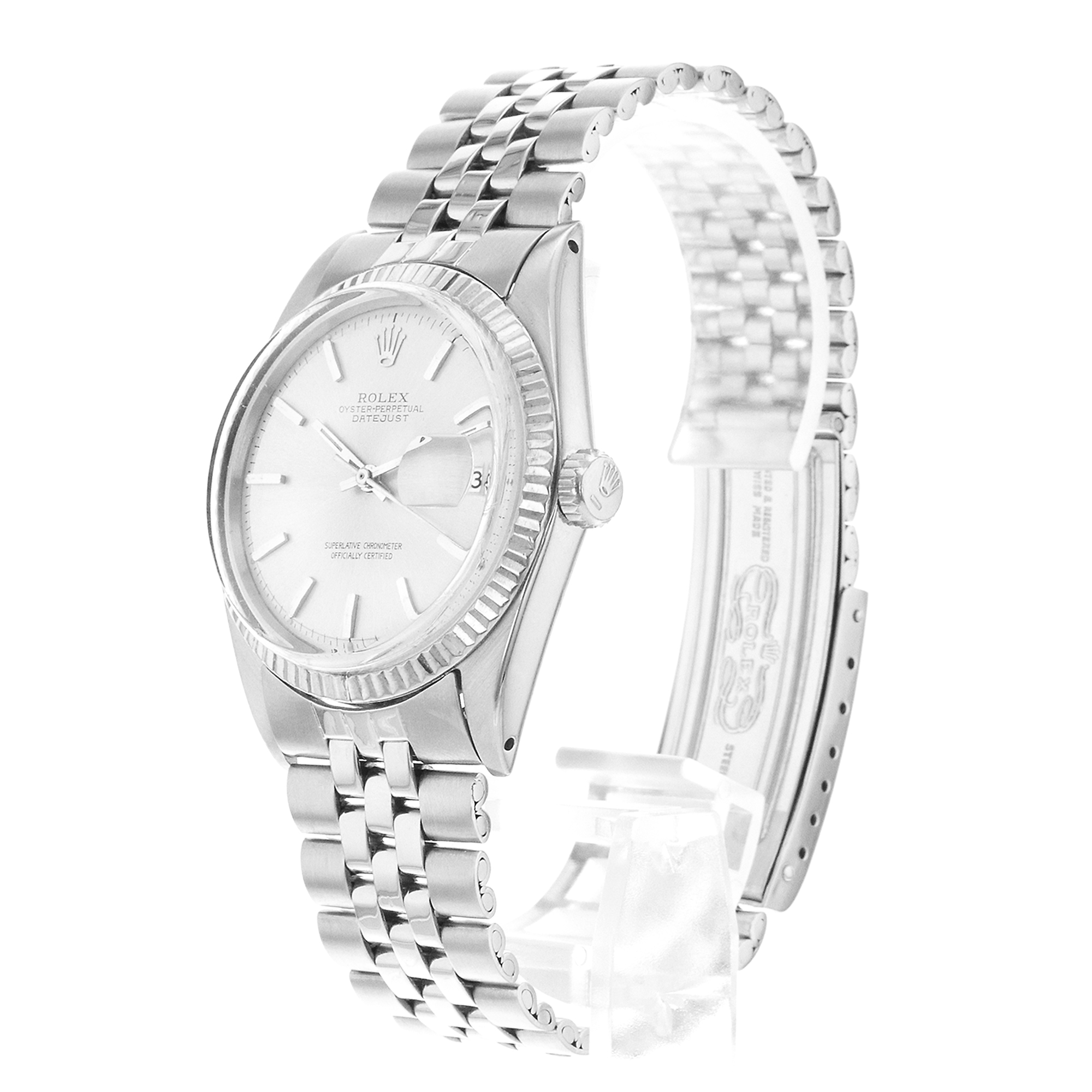 Rolex Datejust 36 1601 Silver Index Vintage Steel White Gold Mens Watch 1967 thumbnail 4