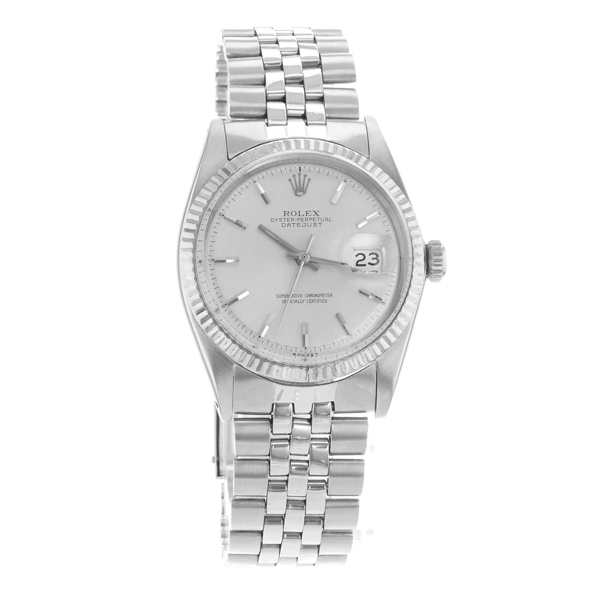 Rolex Datejust 36 1601 Silver Index Vintage Steel White Gold Mens Watch 1967 thumbnail 8