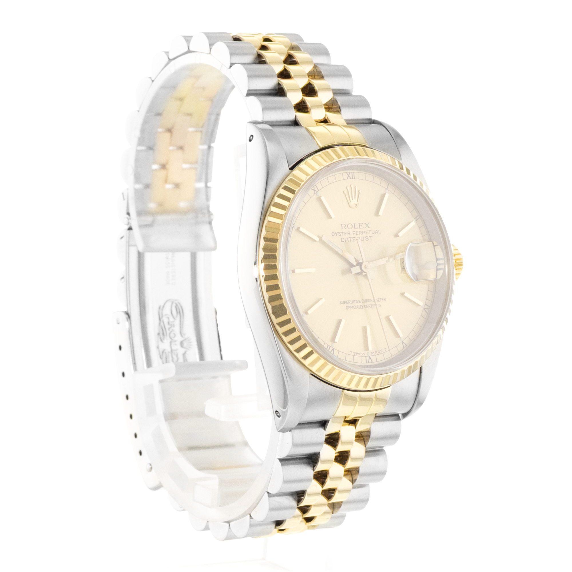 Rolex Datejust 36 16233 Champagne Index Steel Gold Fluted Jubilee Mens Watch thumbnail 7