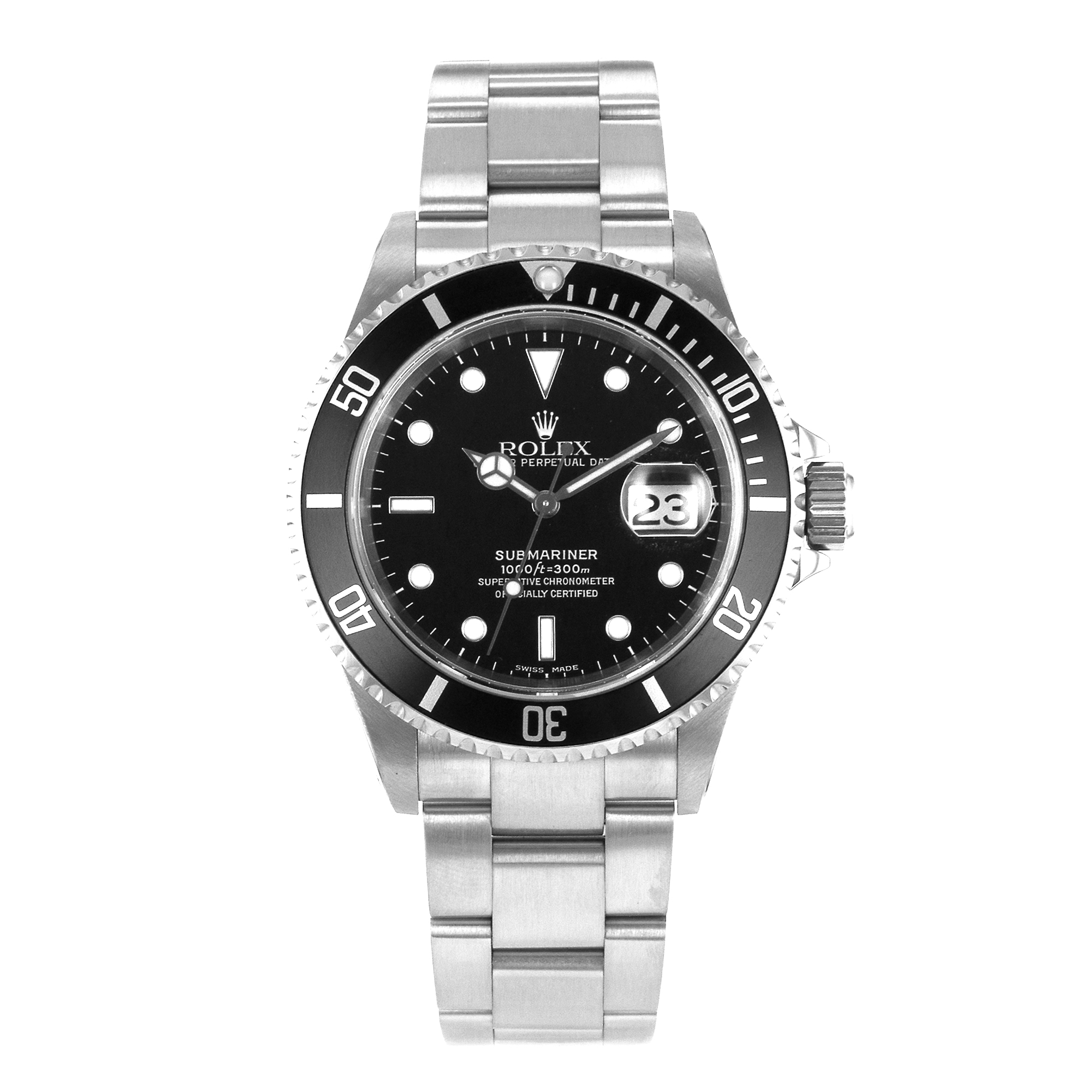 Rolex Submariner 16610 40mm Black Diver Stainless Steel Oyster Mens Watch 2002 thumbnail 2