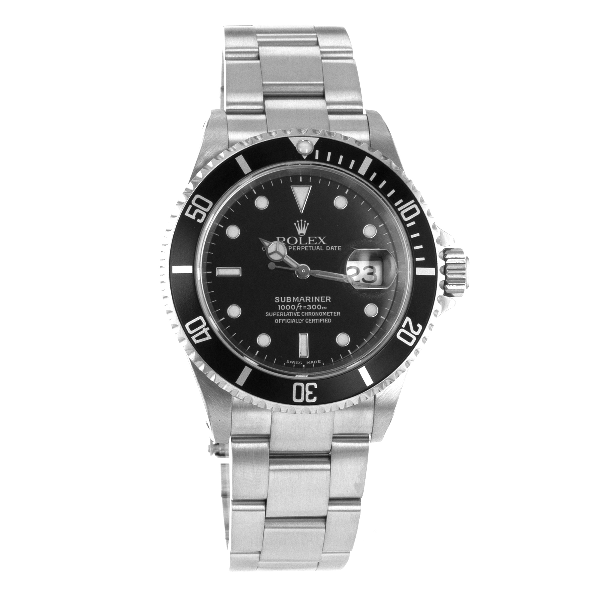 Rolex Submariner 16610 40mm Black Diver Stainless Steel Oyster Mens Watch 2002 thumbnail 9