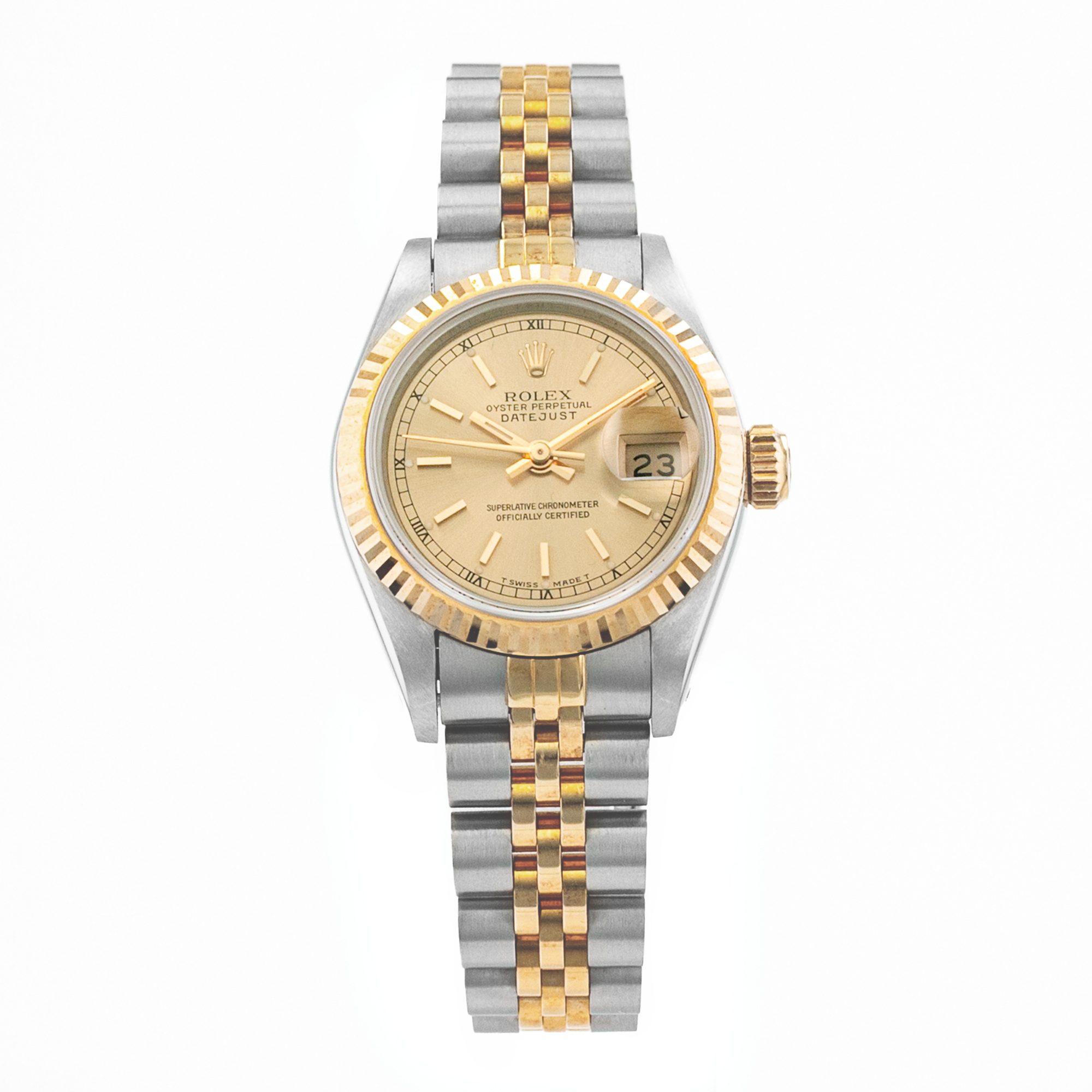 Rolex Datejust 26 69173 Champagne Index Jubilee Steel Yellow Gold Ladies Watch thumbnail 2