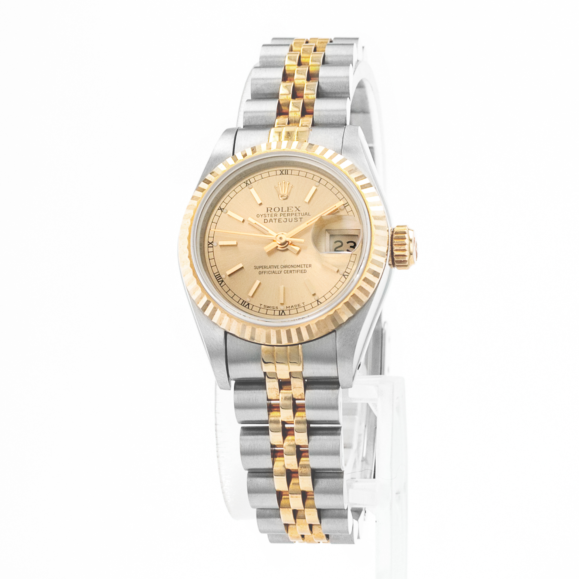 Rolex Datejust 26 69173 Champagne Index Jubilee Steel Yellow Gold Ladies Watch thumbnail 3