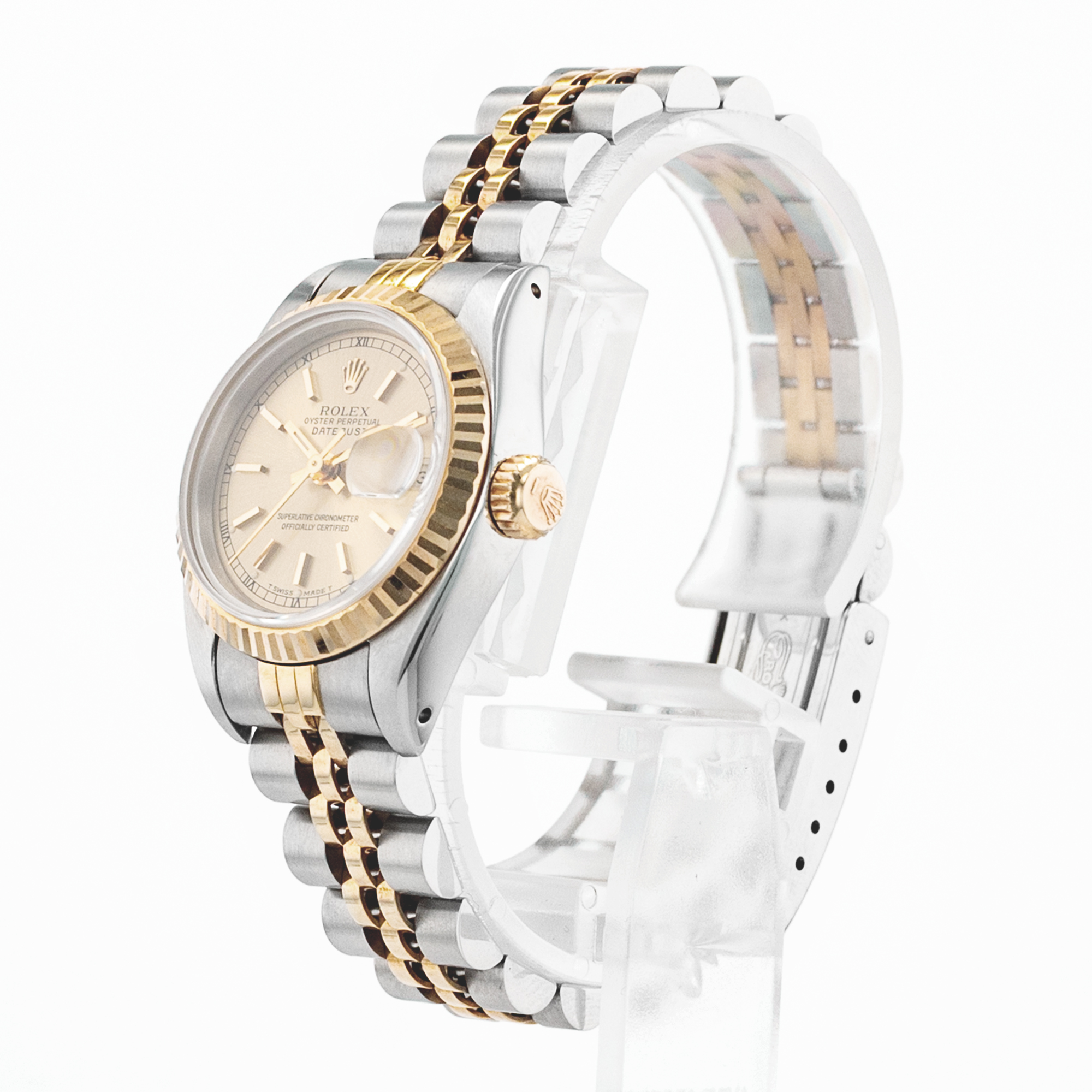 Rolex Datejust 26 69173 Champagne Index Jubilee Steel Yellow Gold Ladies Watch thumbnail 4