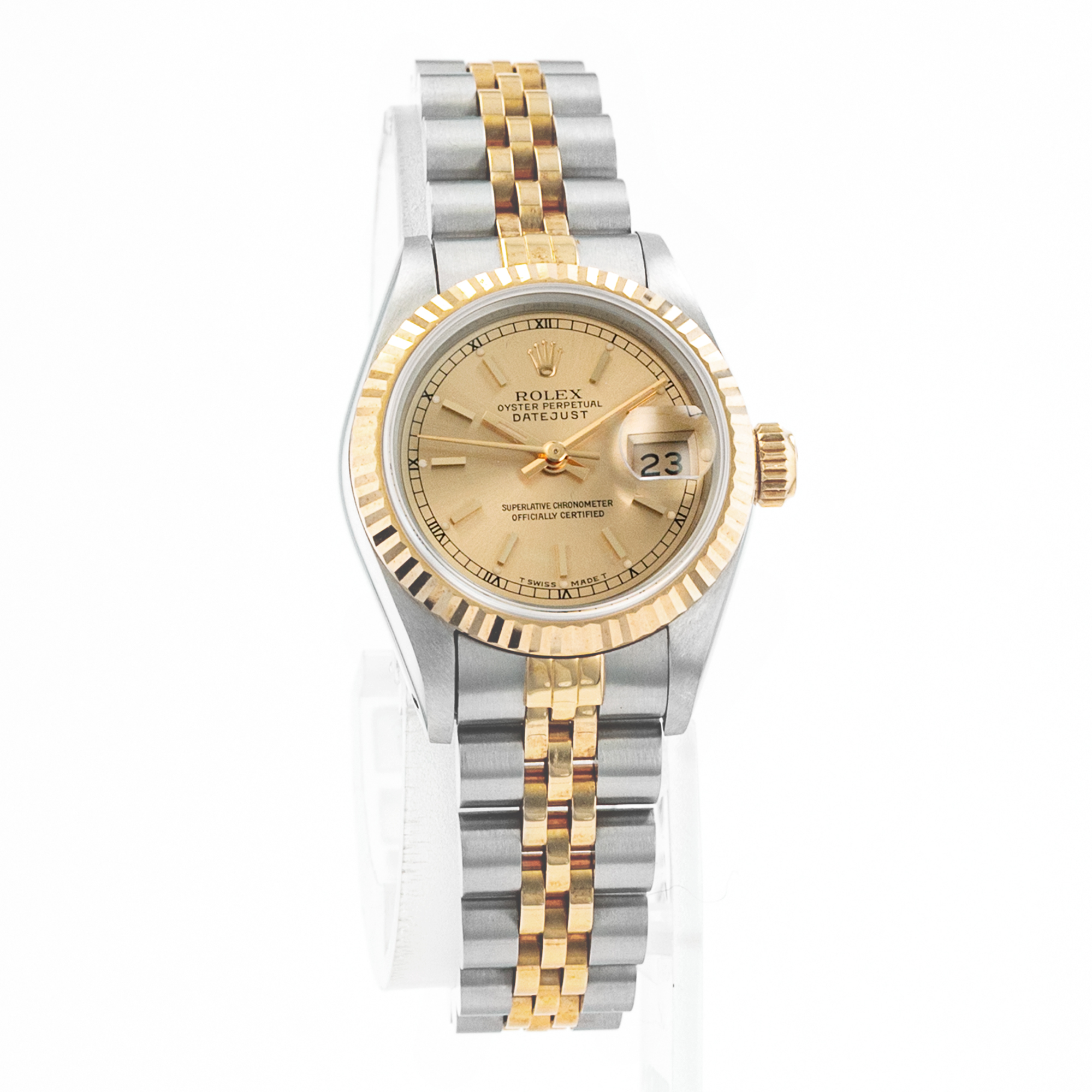Rolex Datejust 26 69173 Champagne Index Jubilee Steel Yellow Gold Ladies Watch thumbnail 8