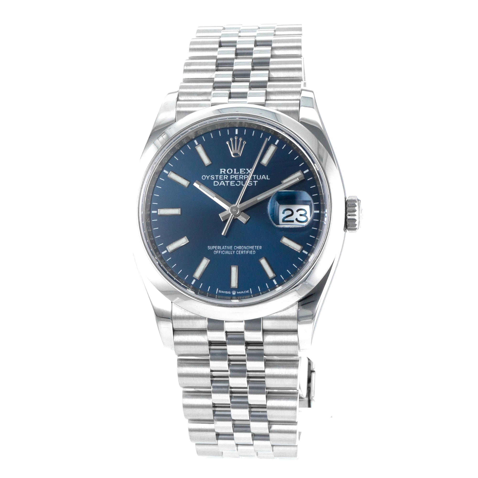 Rolex Datejust 36 126200 Blue Index Smooth Stainless Steel Jubilee Mens Watch thumbnail 3