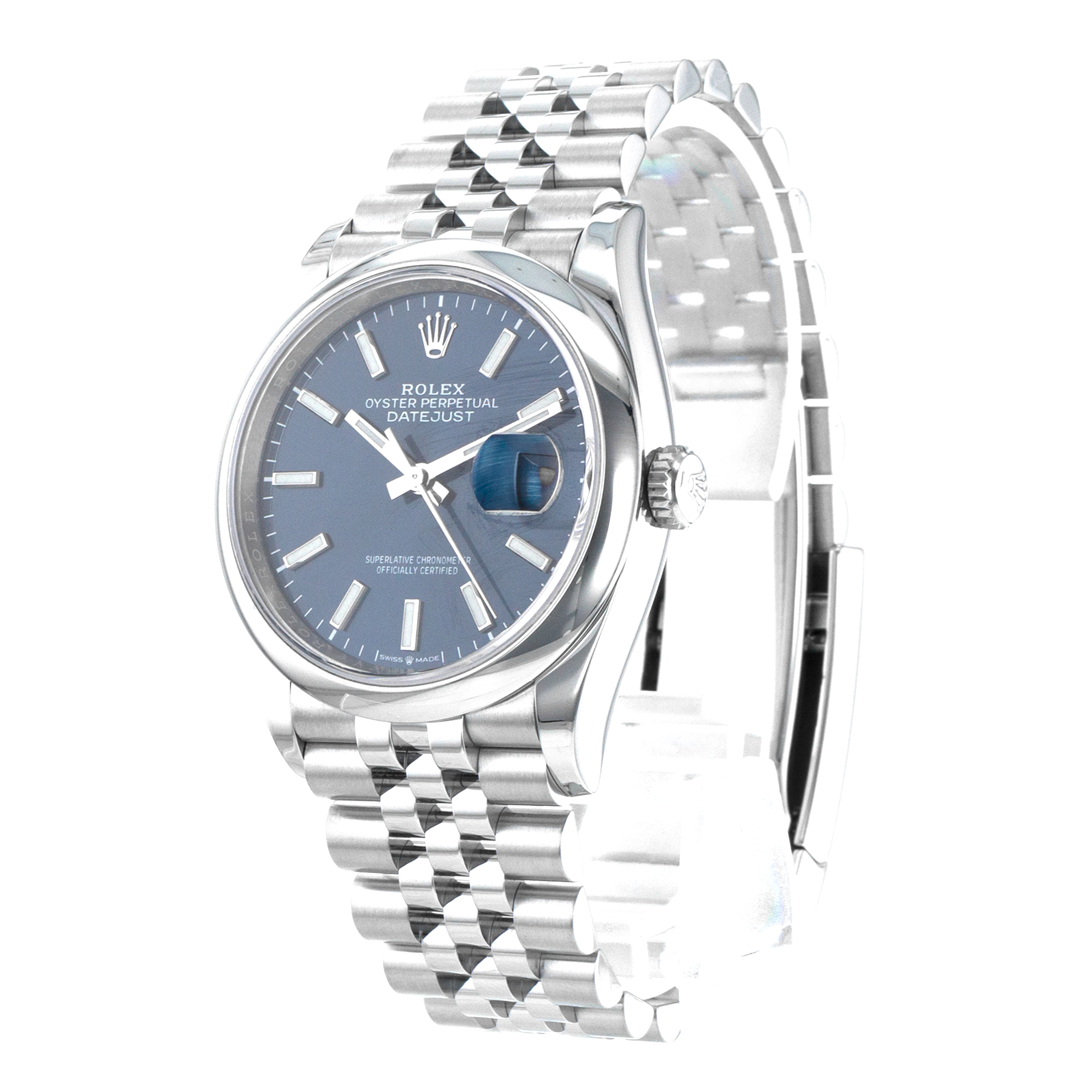 Rolex Datejust 36 126200 Blue Index Smooth Stainless Steel Jubilee Mens Watch thumbnail 4