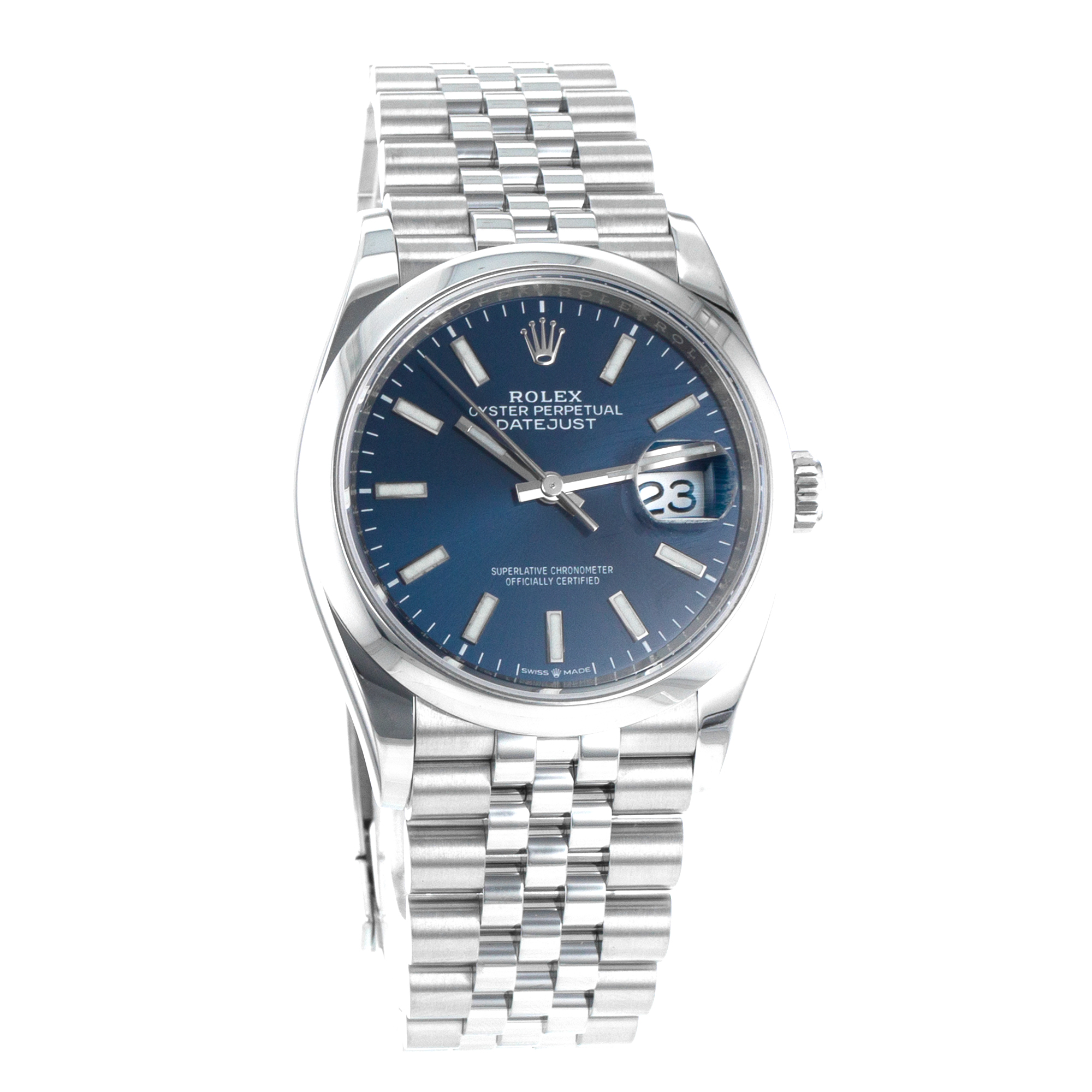 Rolex Datejust 36 126200 Blue Index Smooth Stainless Steel Jubilee Mens Watch thumbnail 8