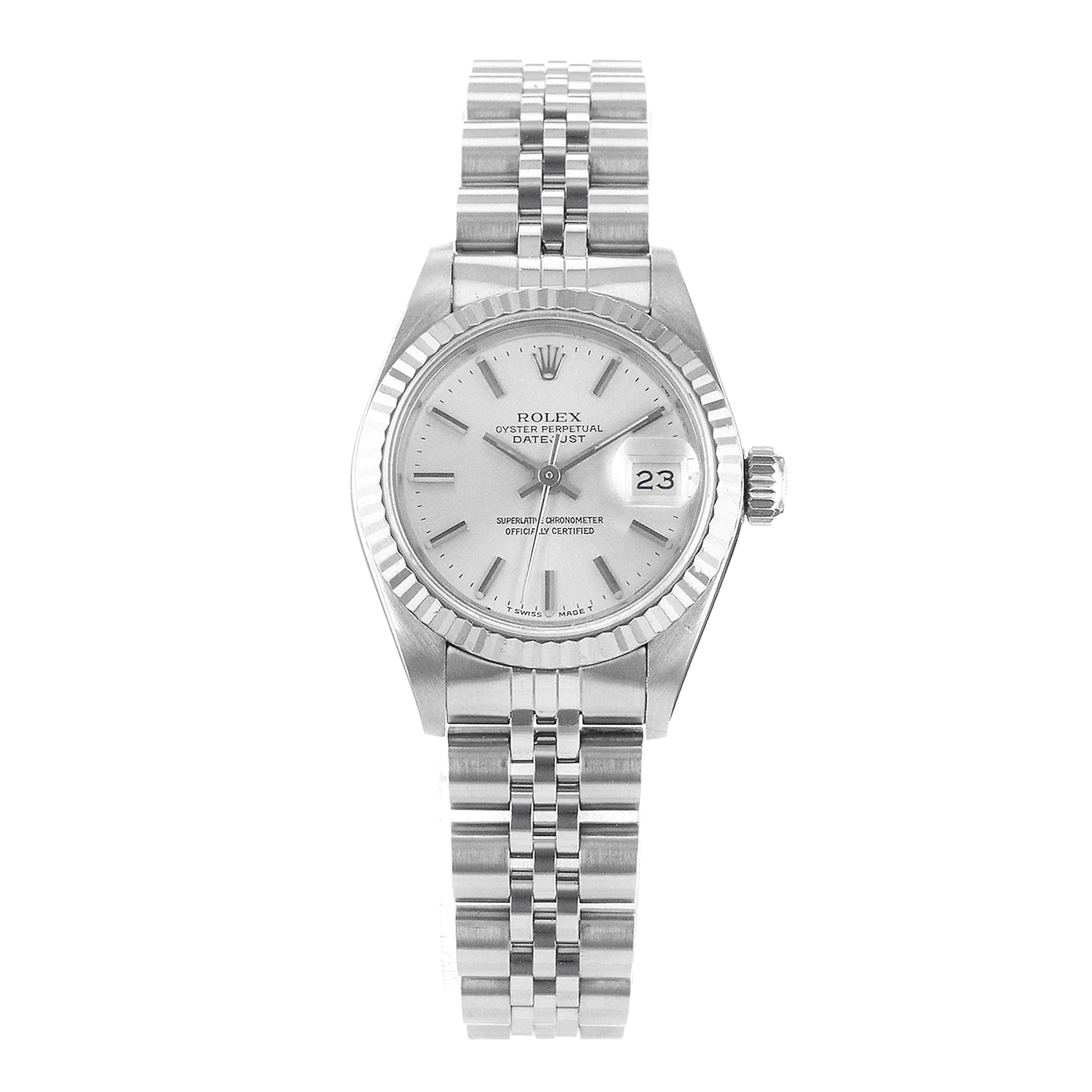 Rolex Datejust 26 69174 Silver Index Steel Jubilee White Gold Ladies Watch thumbnail 2