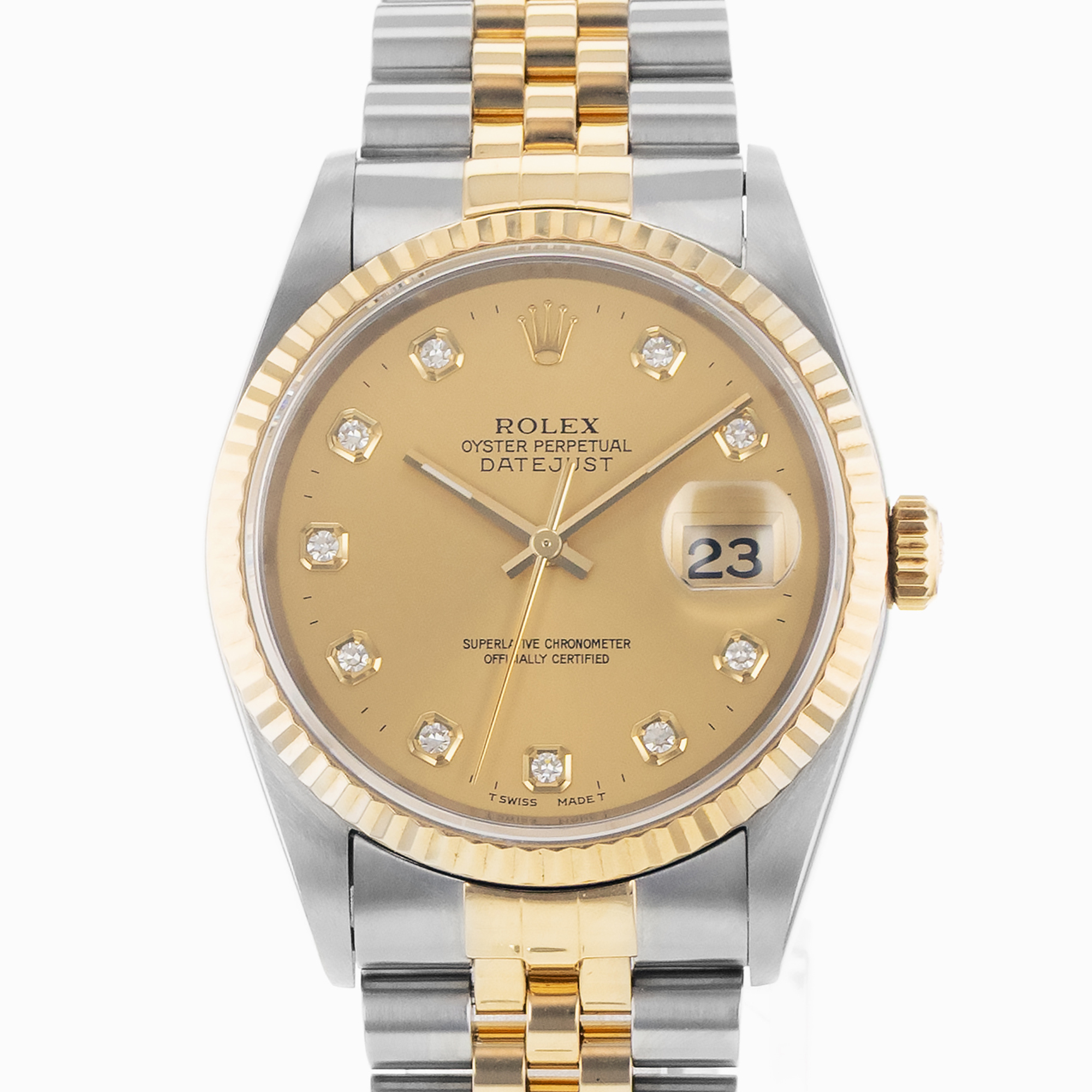 Rolex Datejust 36 16233 Factory Yellow Gold Steel Gold Jubilee Mens Watch thumbnail 1
