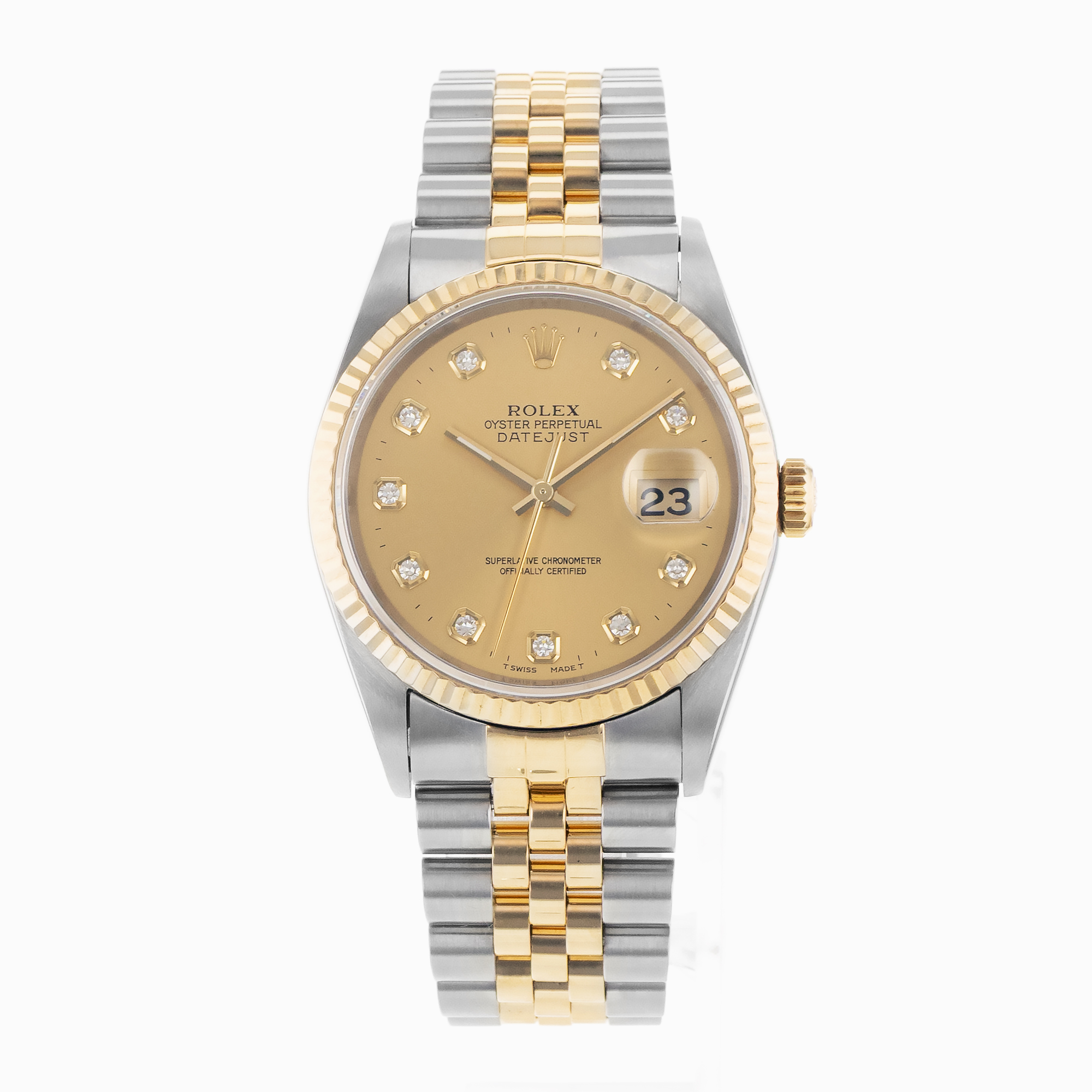 Rolex Datejust 36 16233 Factory Yellow Gold Steel Gold Jubilee Mens Watch thumbnail 2