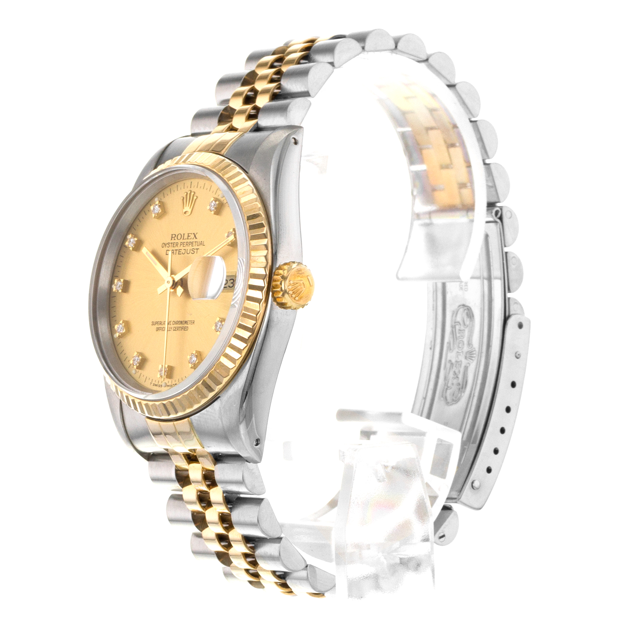 Rolex Datejust 36 16233 Factory Diamond Steel Yellow Gold Mens Watch 1991 thumbnail 5