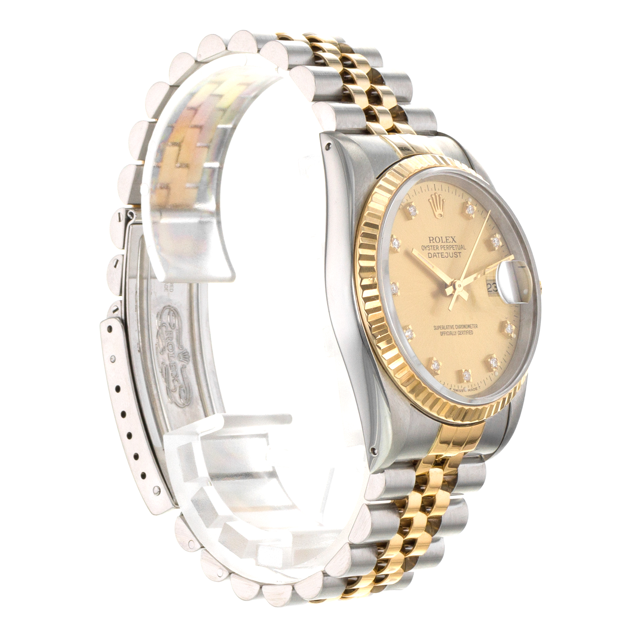 Rolex Datejust 36 16233 Factory Diamond Steel Yellow Gold Mens Watch 1991 thumbnail 8