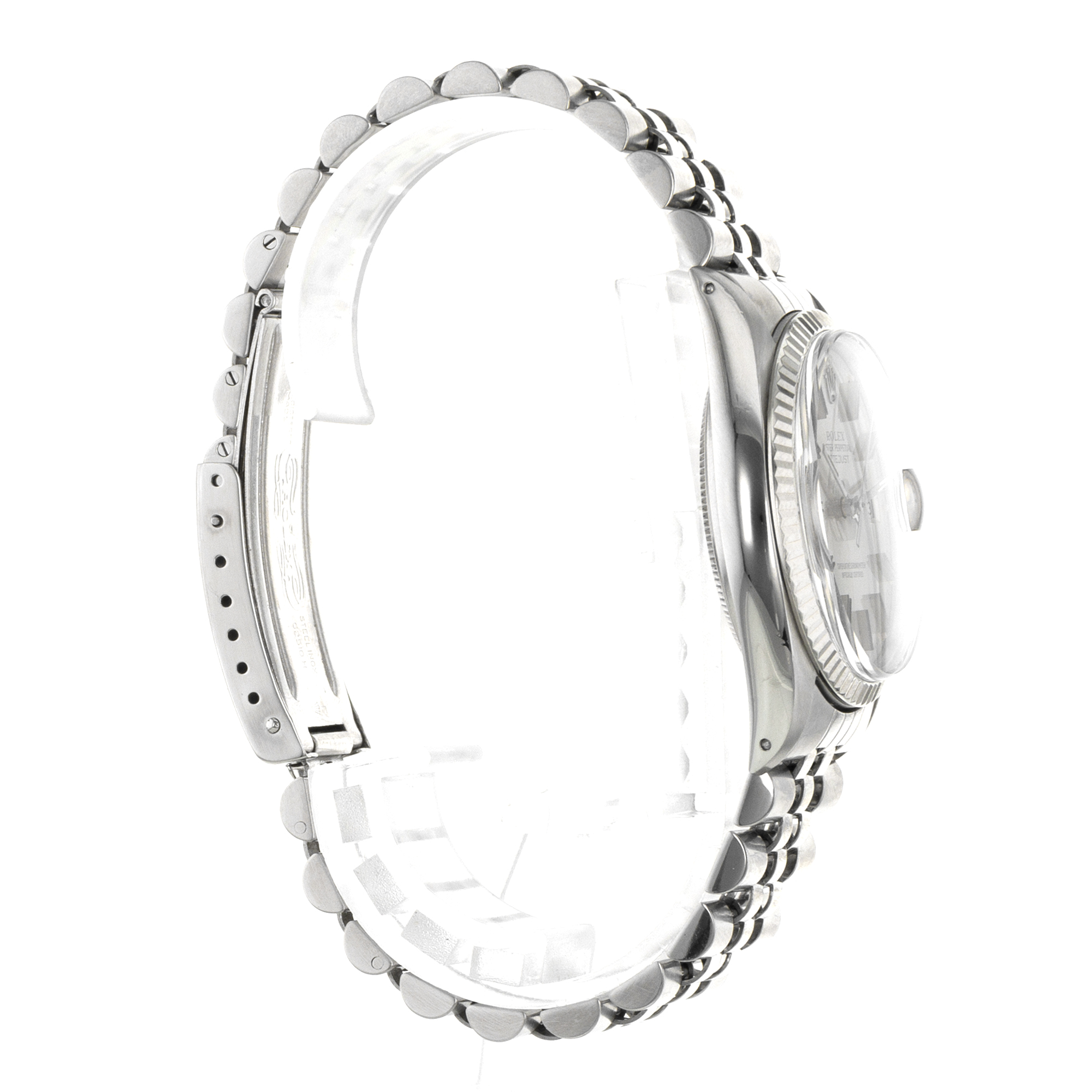 Rolex Datejust 36 16014 Vintage Silver Stick Jubilee Steel White Gold Mens Watch thumbnail 6