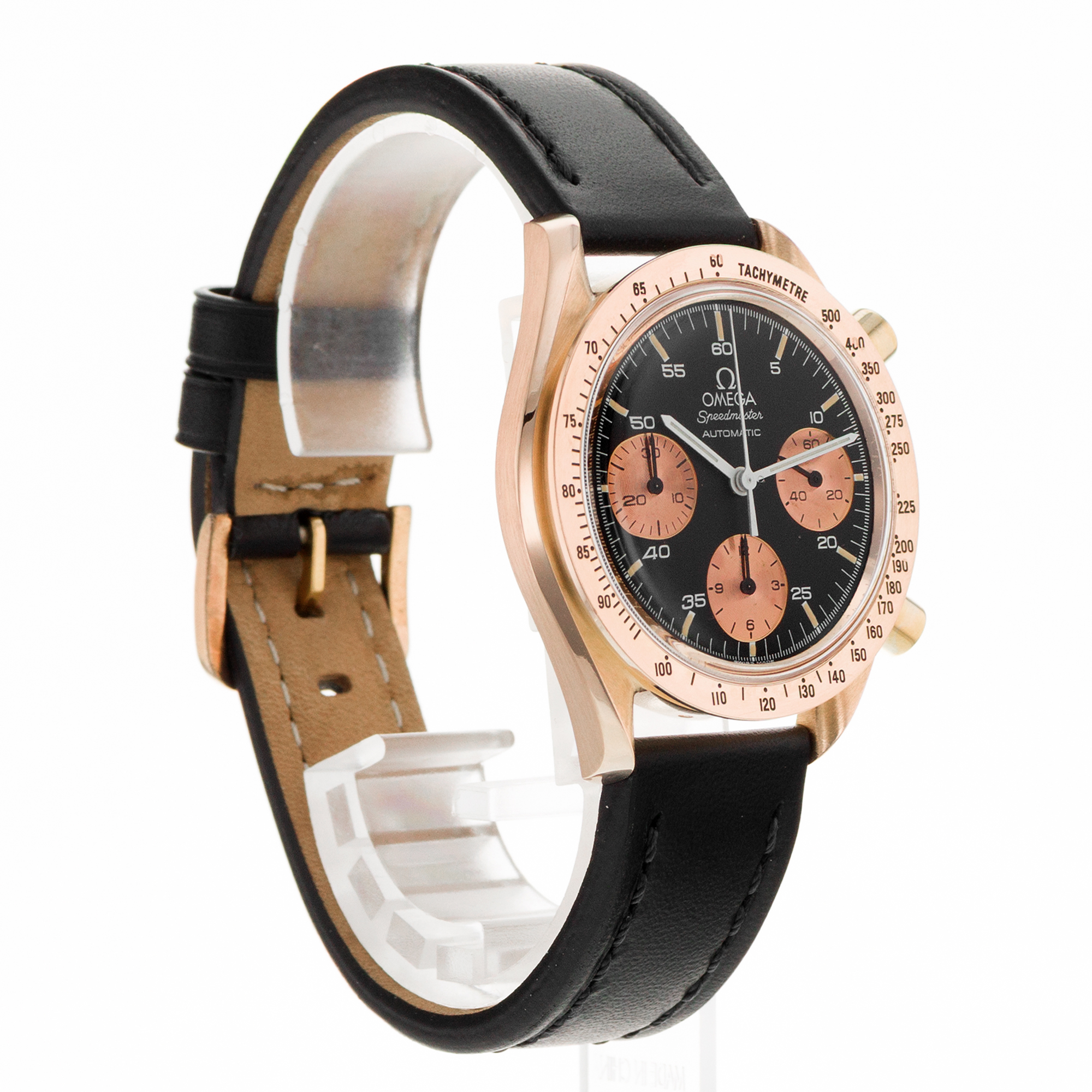 Omega Speedmaster Reduced 175.0033 39mm Black Chronograph Rose Gold Mens Watch thumbnail 7