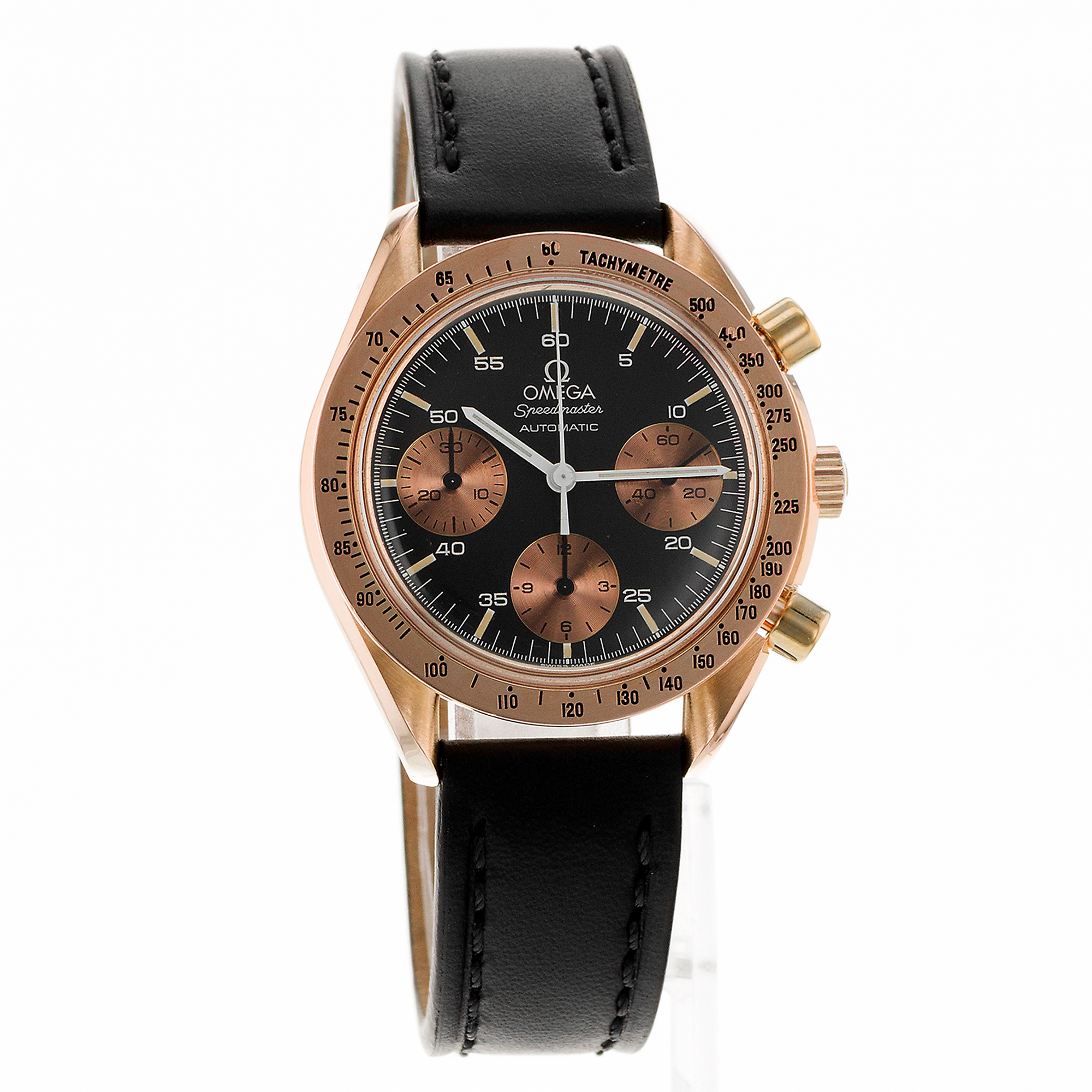 Omega Speedmaster Reduced 175.0033 39mm Black Chronograph Rose Gold Mens Watch thumbnail 8