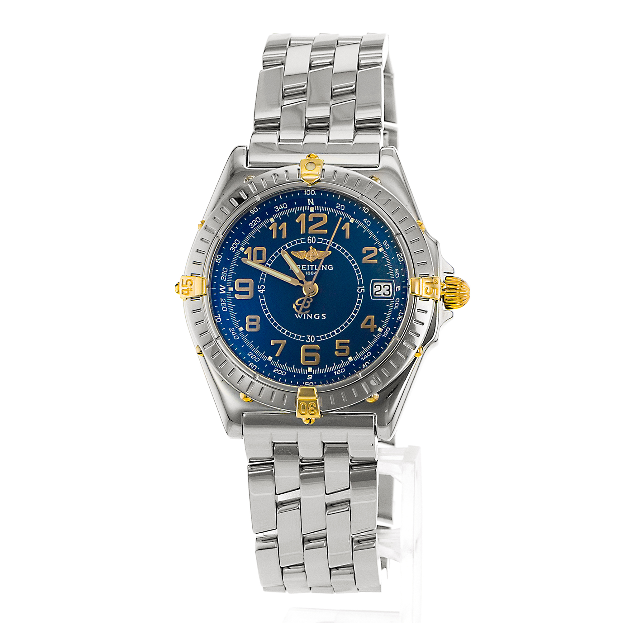 Breitling Windrider B66050 38mm Blue Arabic Steel Yellow Quartz Mens Watch 2000 thumbnail 3