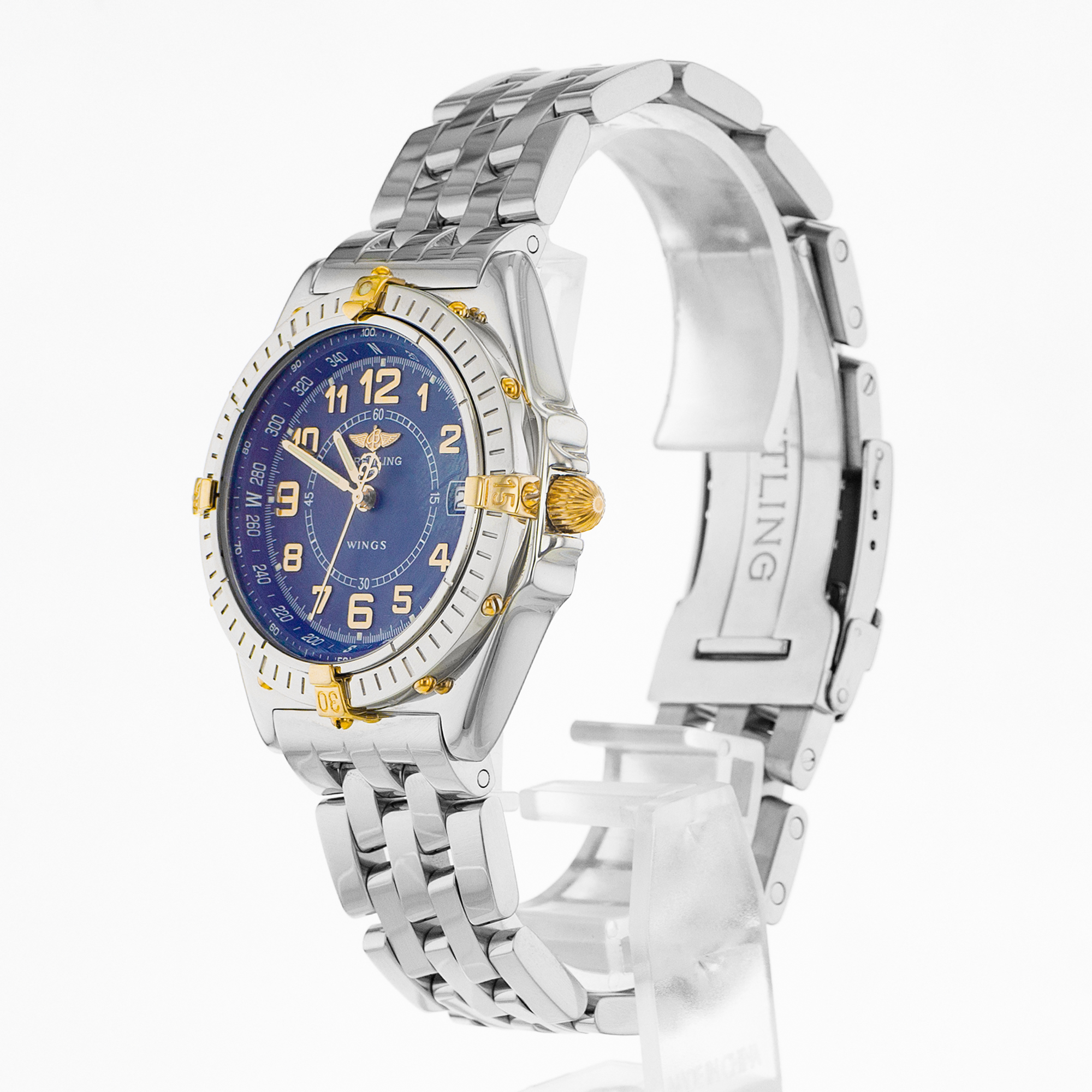 Breitling Windrider B66050 38mm Blue Arabic Steel Yellow Quartz Mens Watch 2000 thumbnail 4