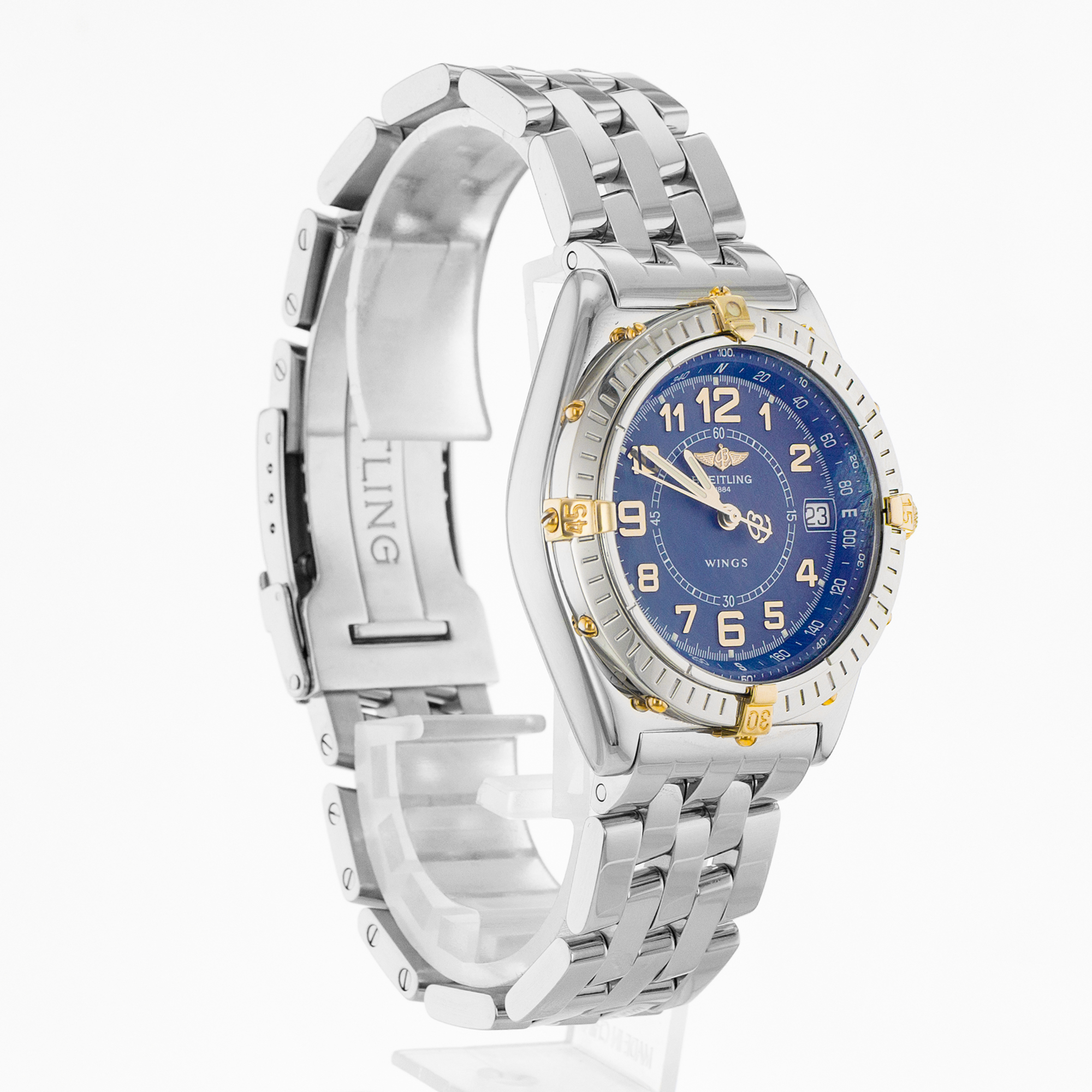 Breitling Windrider B66050 38mm Blue Arabic Steel Yellow Quartz Mens Watch 2000 thumbnail 7