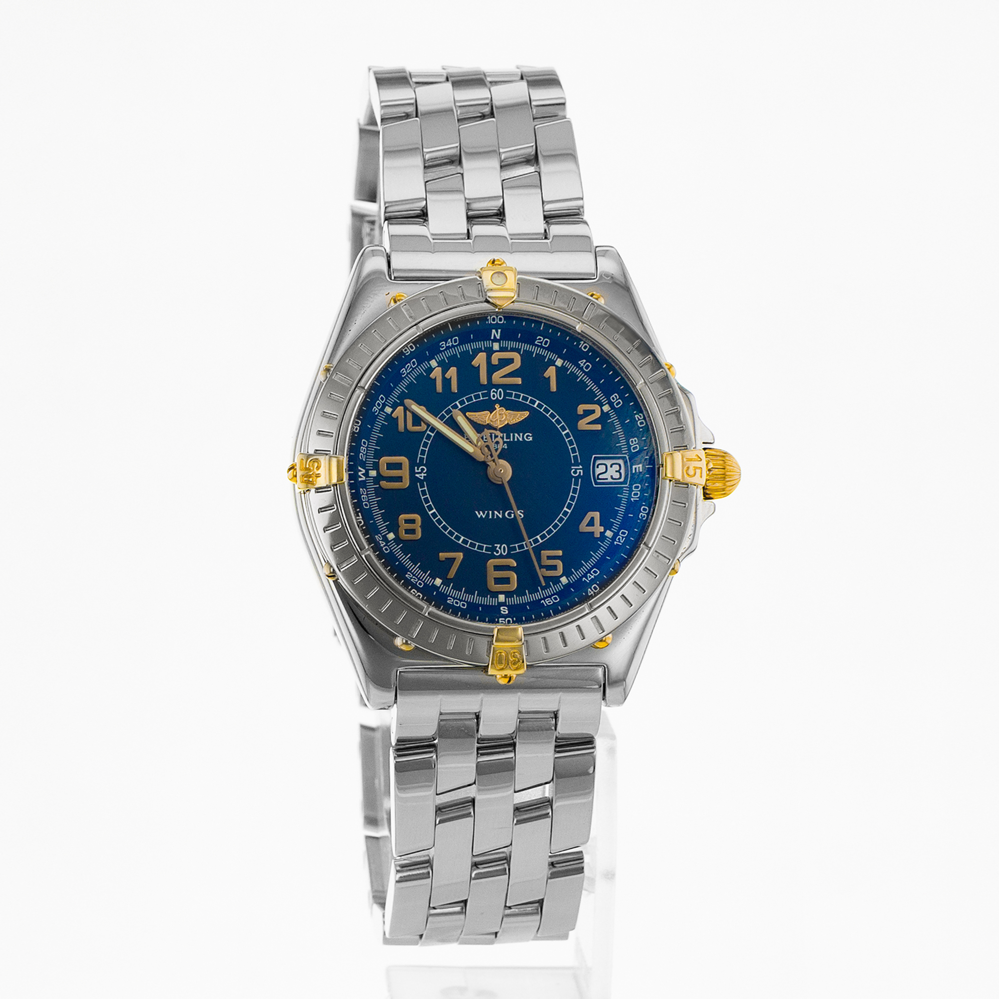 Breitling Windrider B66050 38mm Blue Arabic Steel Yellow Quartz Mens Watch 2000 thumbnail 8