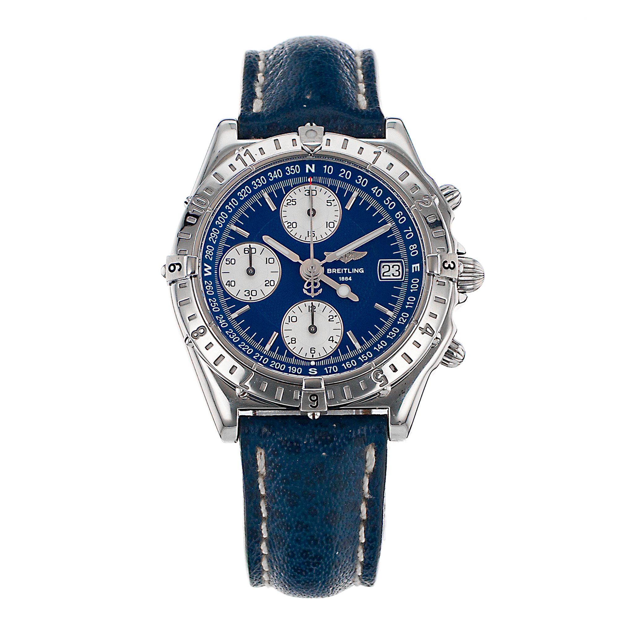 Breitling Chronomat A20048 39mm GMT Blue White Chronograph Mens Watch 2000 thumbnail 2