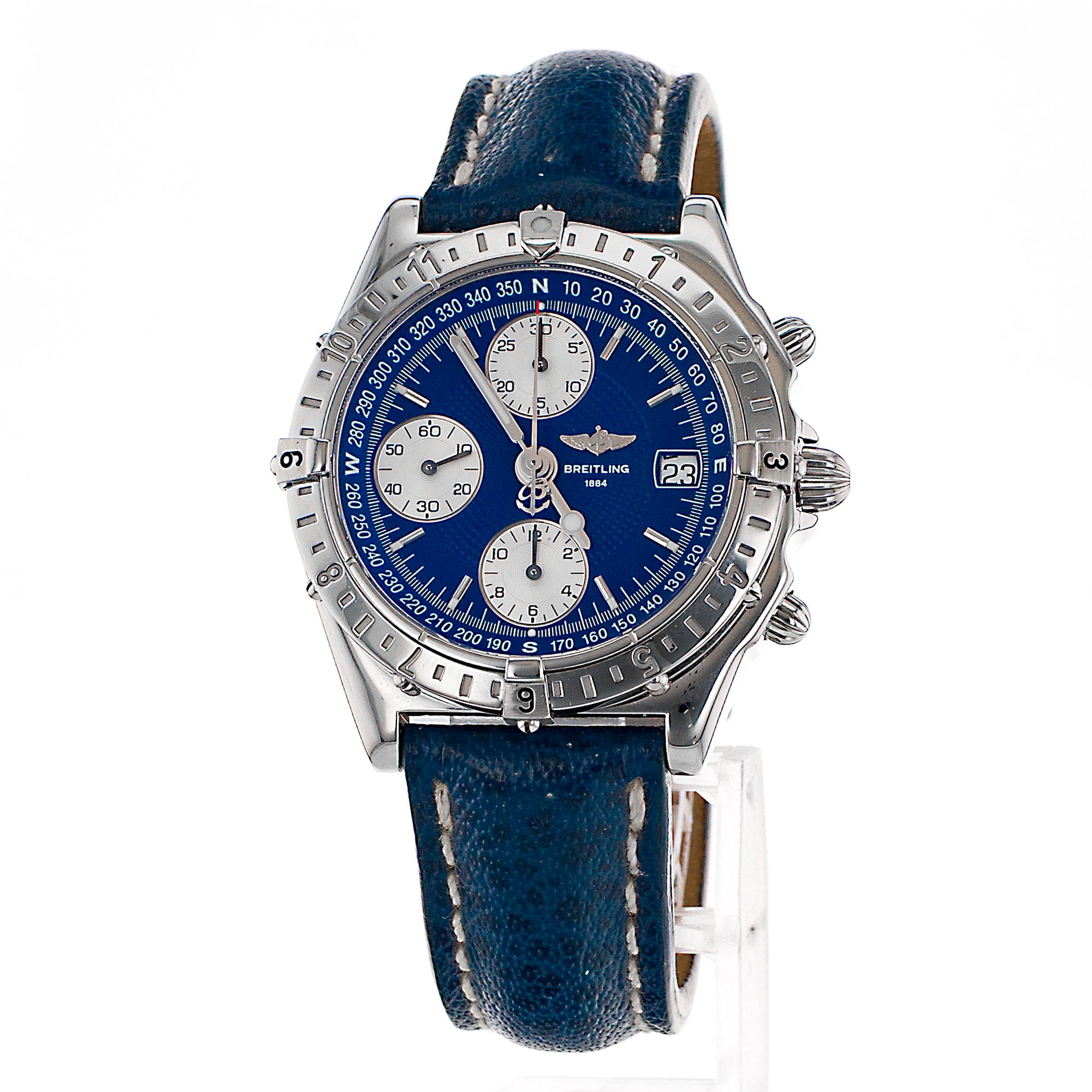 Breitling Chronomat A20048 39mm GMT Blue White Chronograph Mens Watch 2000 thumbnail 3