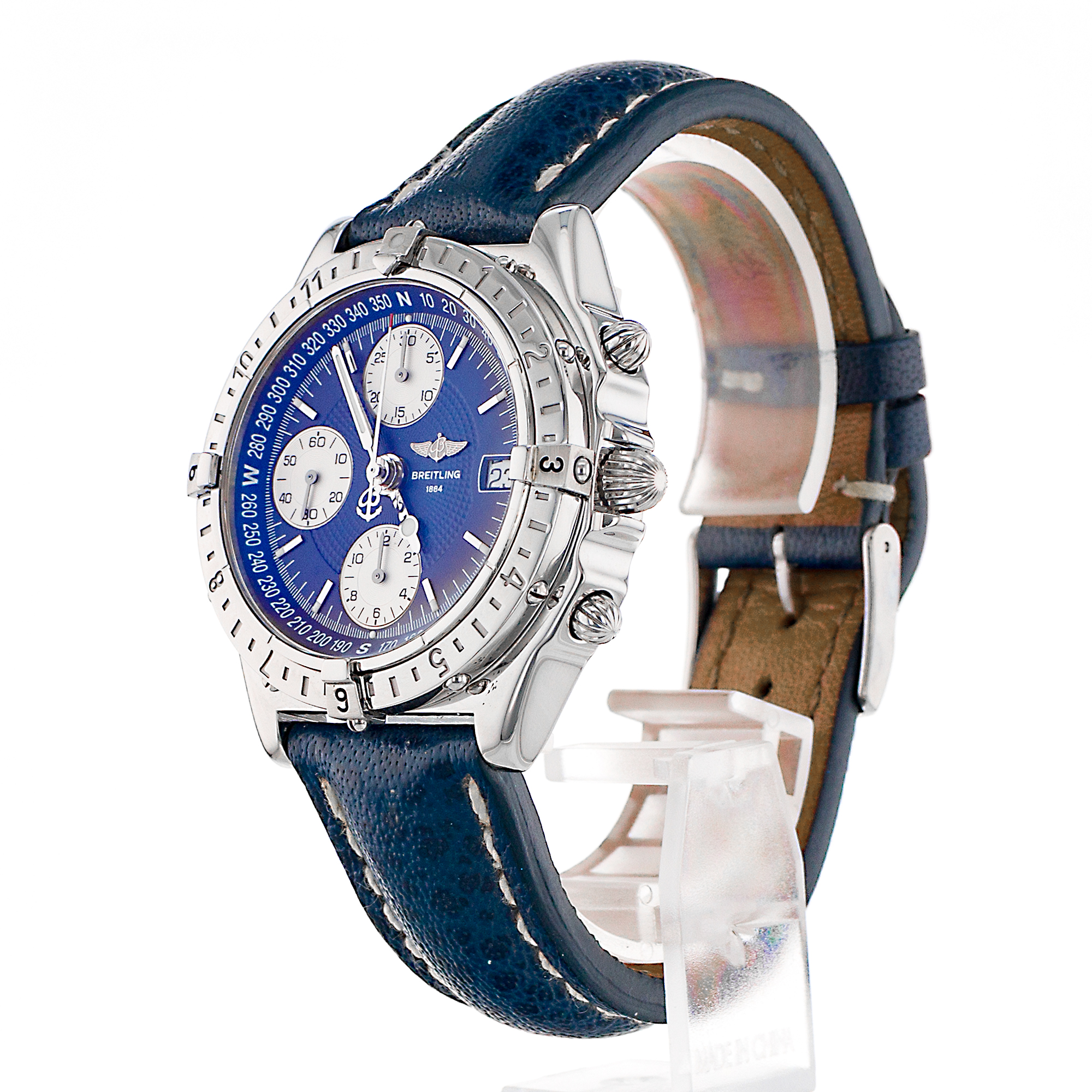 Breitling Chronomat A20048 39mm GMT Blue White Chronograph Mens Watch 2000 thumbnail 4