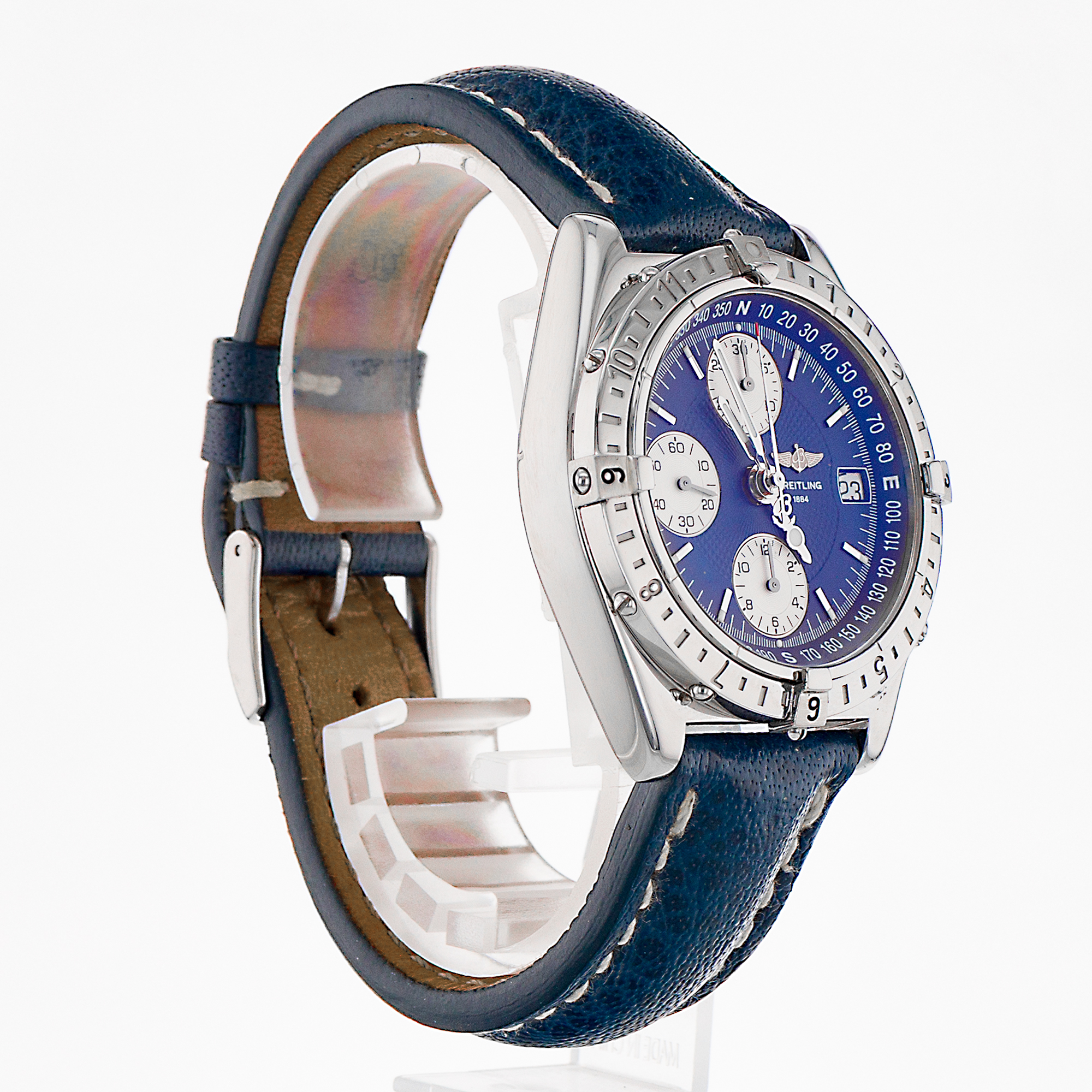 Breitling Chronomat A20048 39mm GMT Blue White Chronograph Mens Watch 2000 thumbnail 7