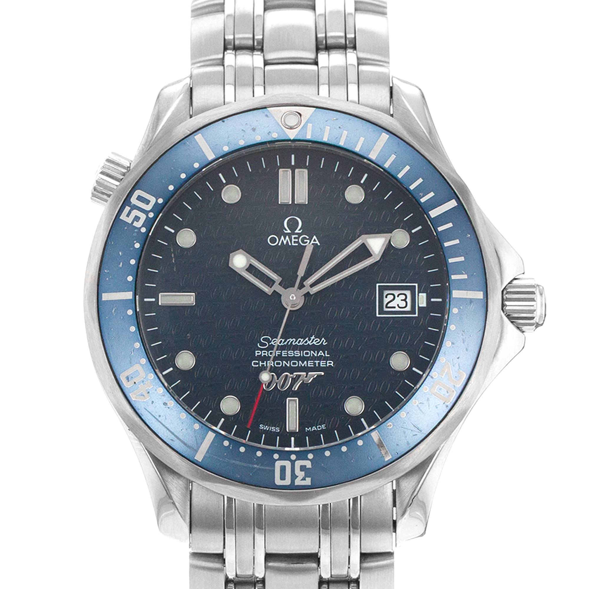 Omega Seamaster Diver 300 M 2537.80 41mm James Bond 007 Blue Mens Watch 2002 thumbnail 1