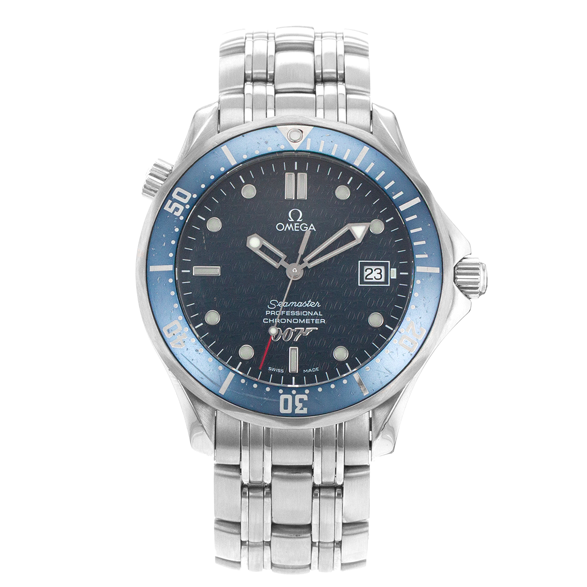Omega Seamaster Diver 300 M 2537.80 41mm James Bond 007 Blue Mens Watch 2002 thumbnail 2