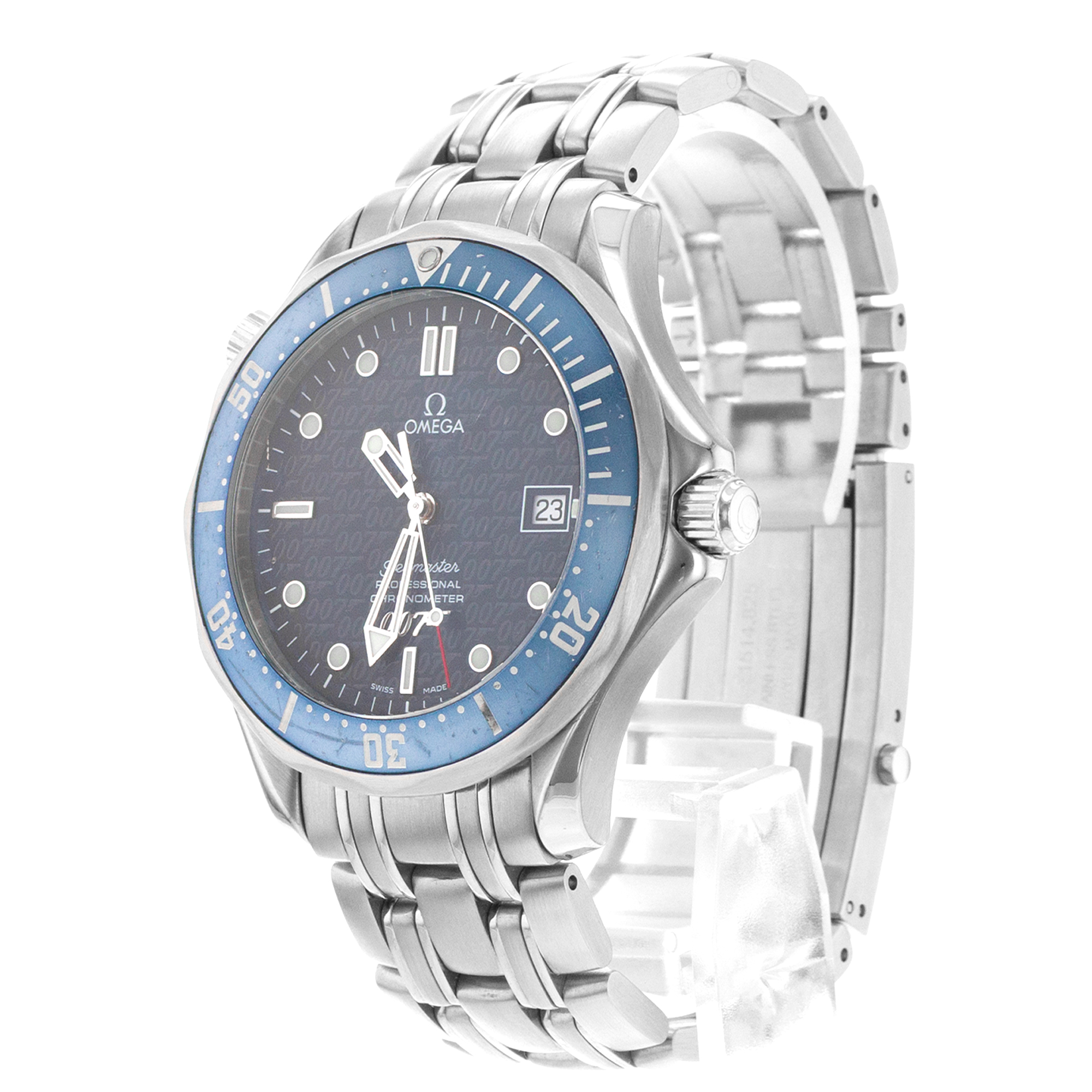 Omega Seamaster Diver 300 M 2537.80 41mm James Bond 007 Blue Mens Watch 2002 thumbnail 4