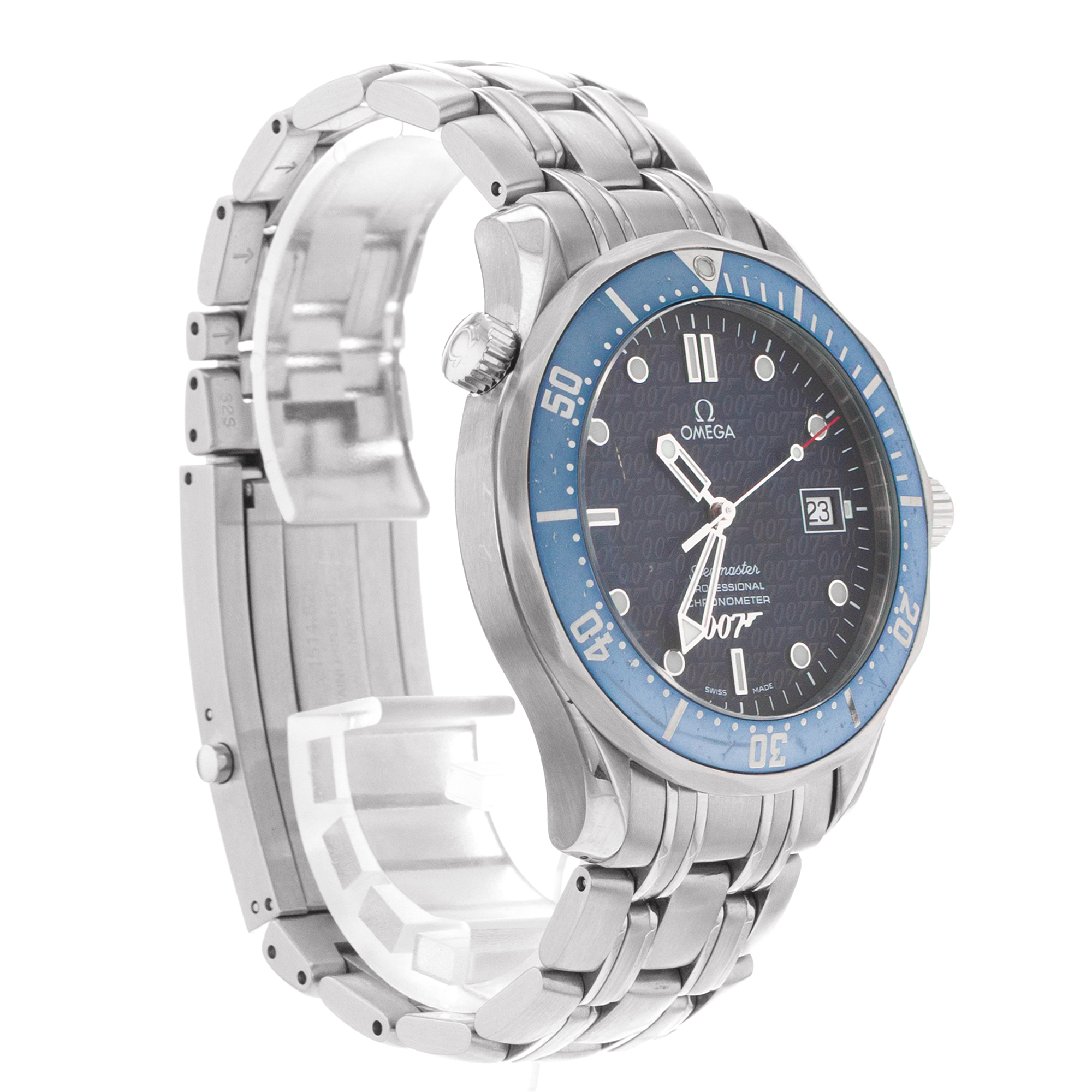 Omega Seamaster Diver 300 M 2537.80 41mm James Bond 007 Blue Mens Watch 2002 thumbnail 7
